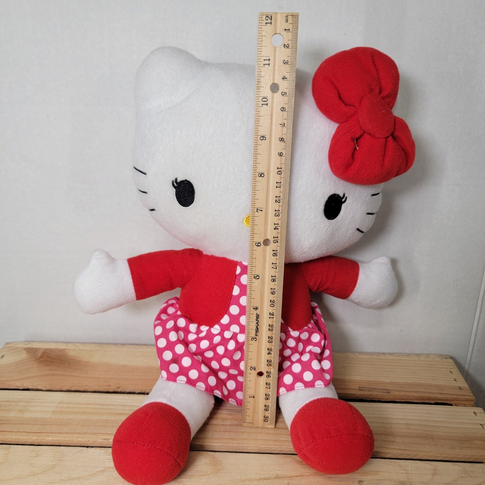 Hello Kitty Pink White Dot Dress w/ Red Vest & Bow Plush 2012