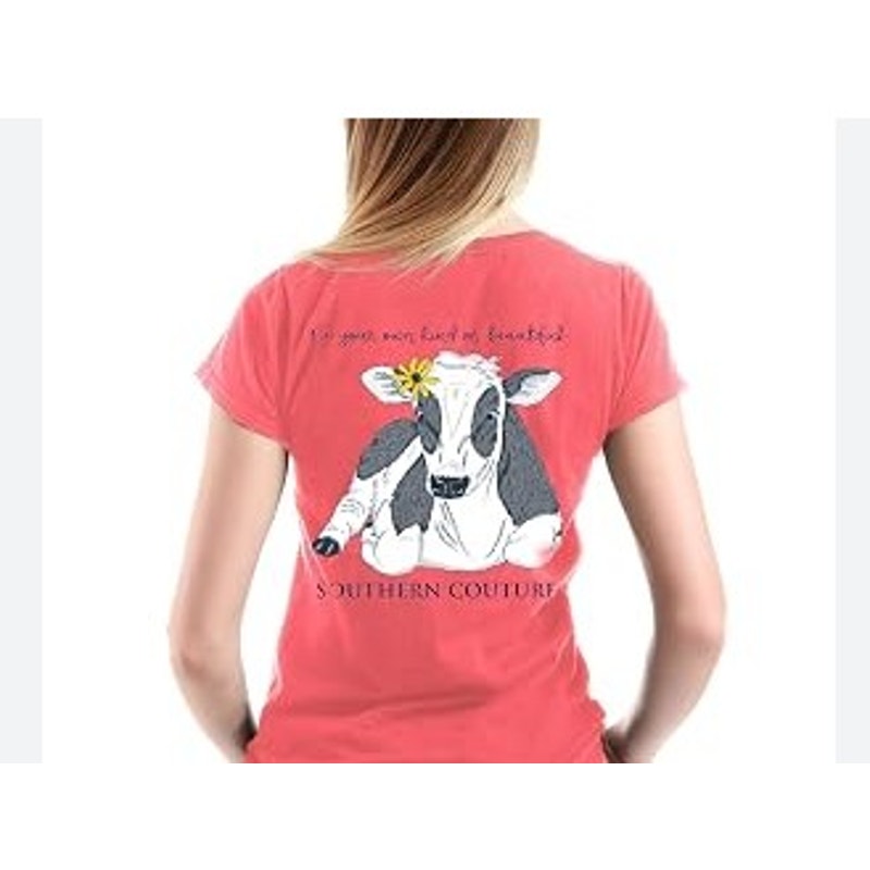 Southern Couture Coral Tee Cow "Be Your Own Kind Of Beautiful" -Size Medium NWT