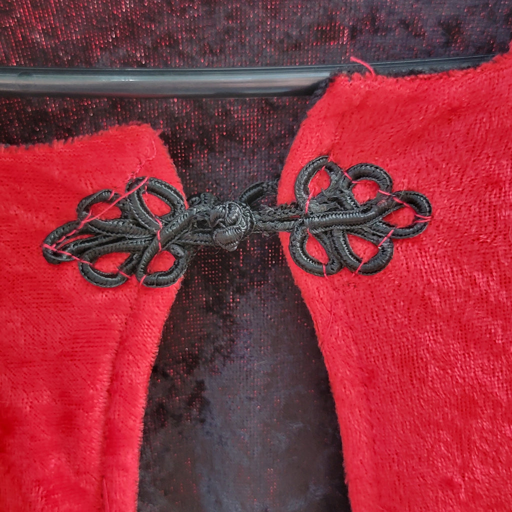 Unbranded Red / Black Reversable Velvet Hooded Long Cloak