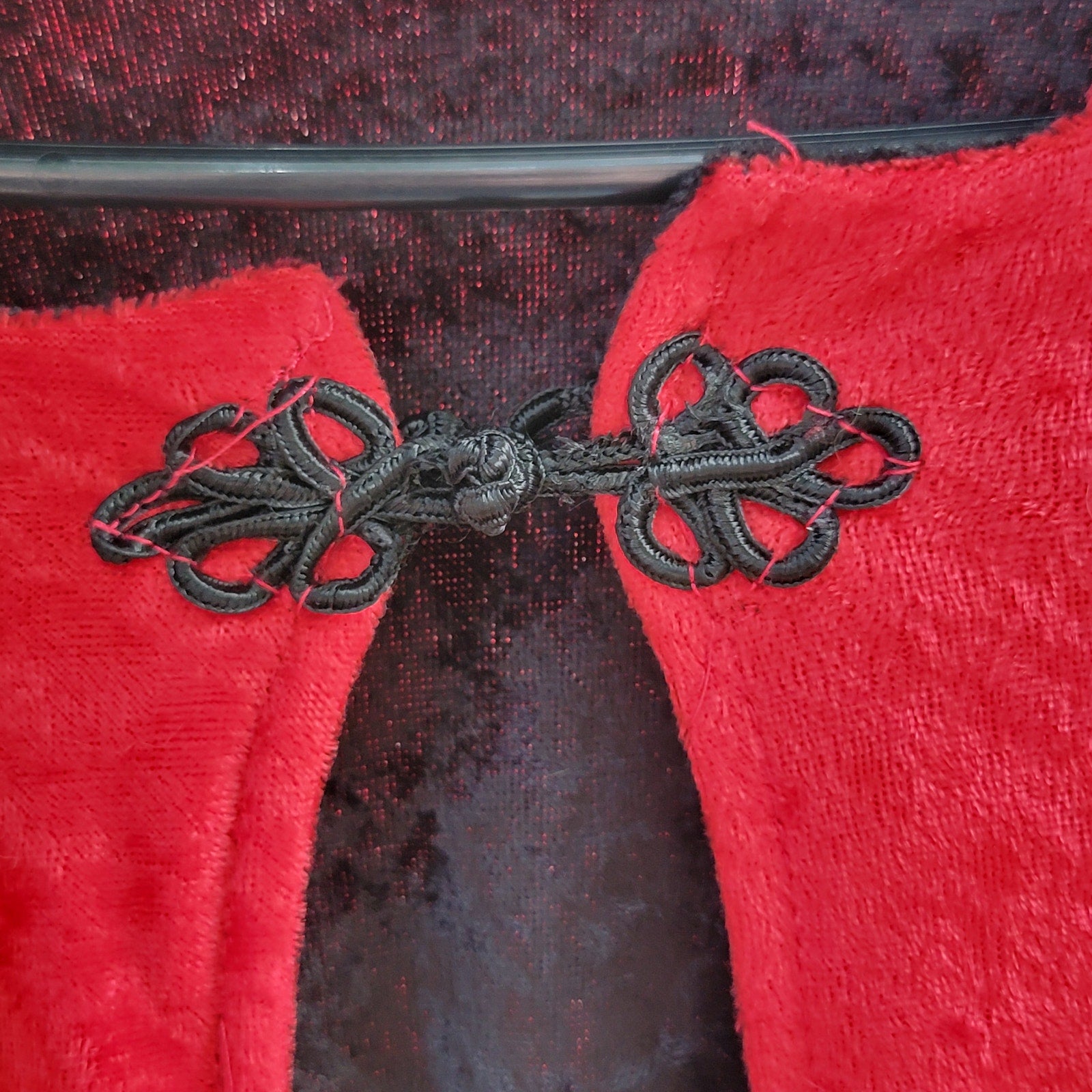 Unbranded Red / Black Reversable Velvet Hooded Long Cloak