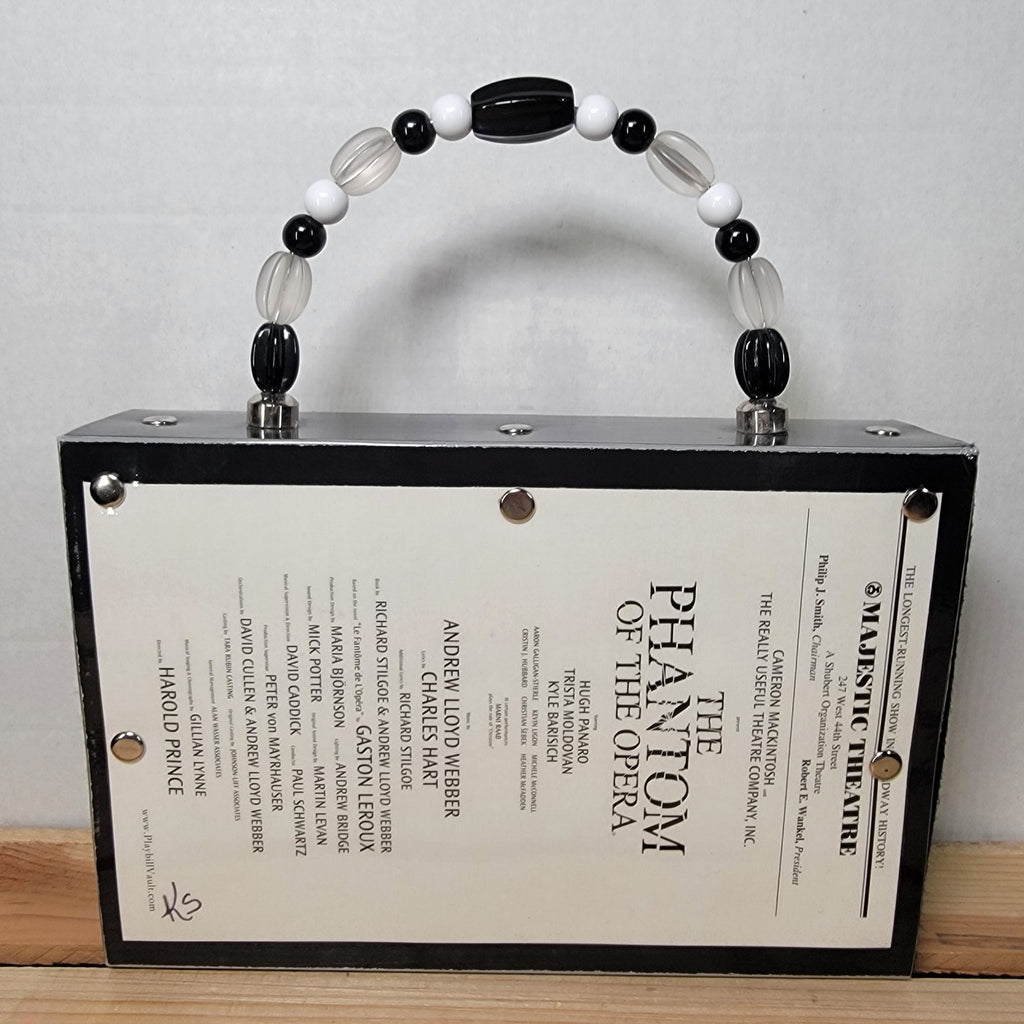 Set of 2 Phantom of the Opera: Upcycled Playbill Cover Purse and Phantom Mask