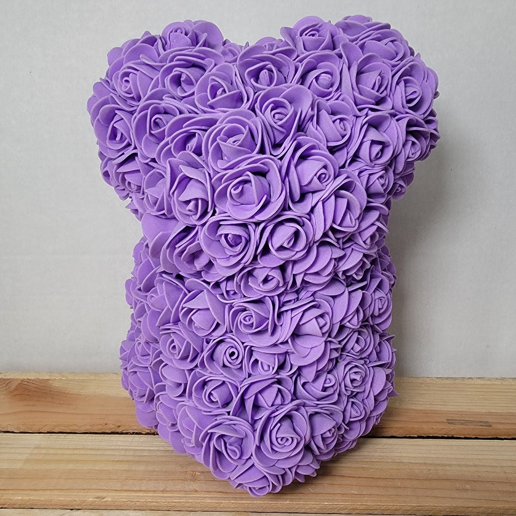 Purple Foam Rose Teddy Bear w/ "Just For You" Ribbon