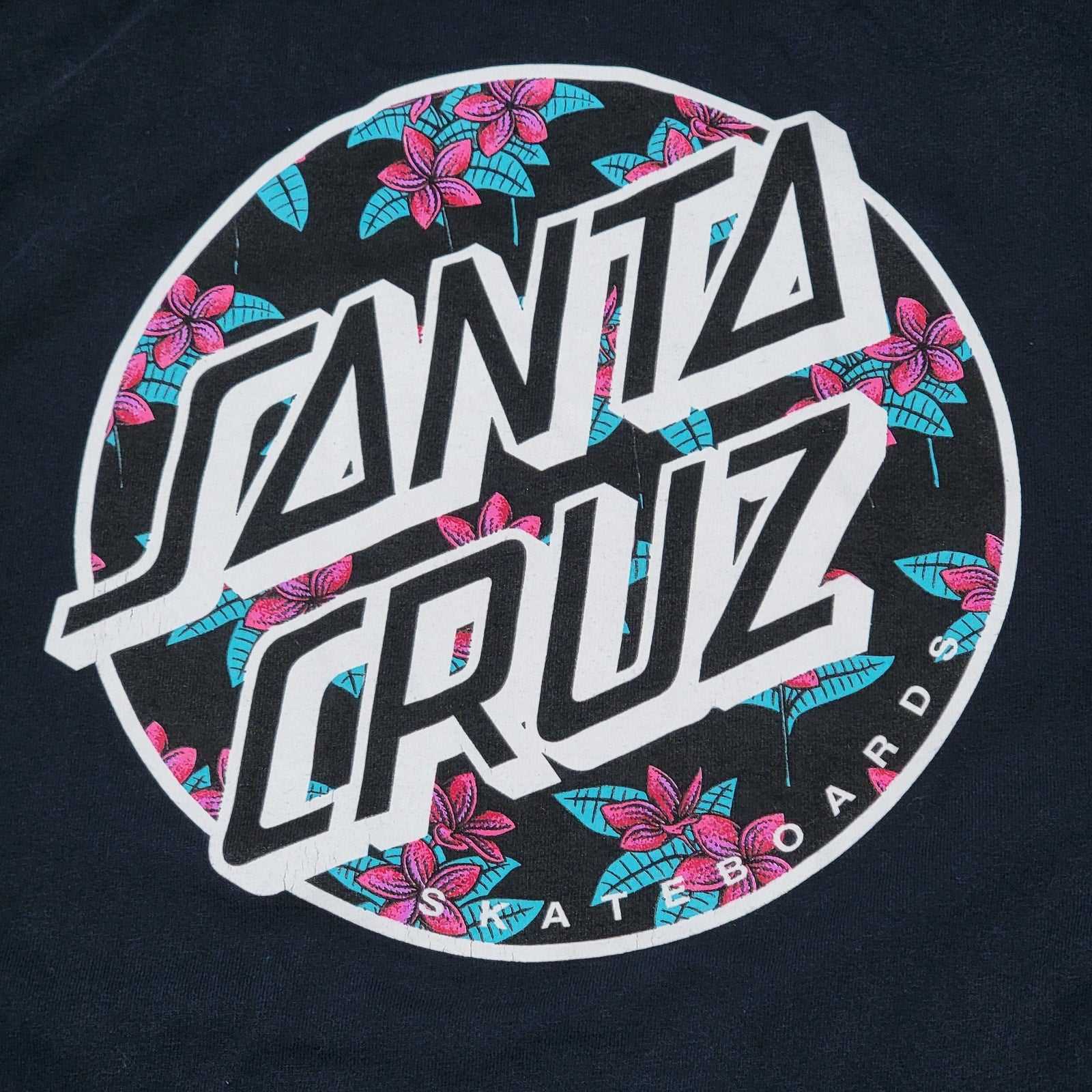 Santa Cruz Black LS Unisex Tee Plumeria Flowers - Size Medium
