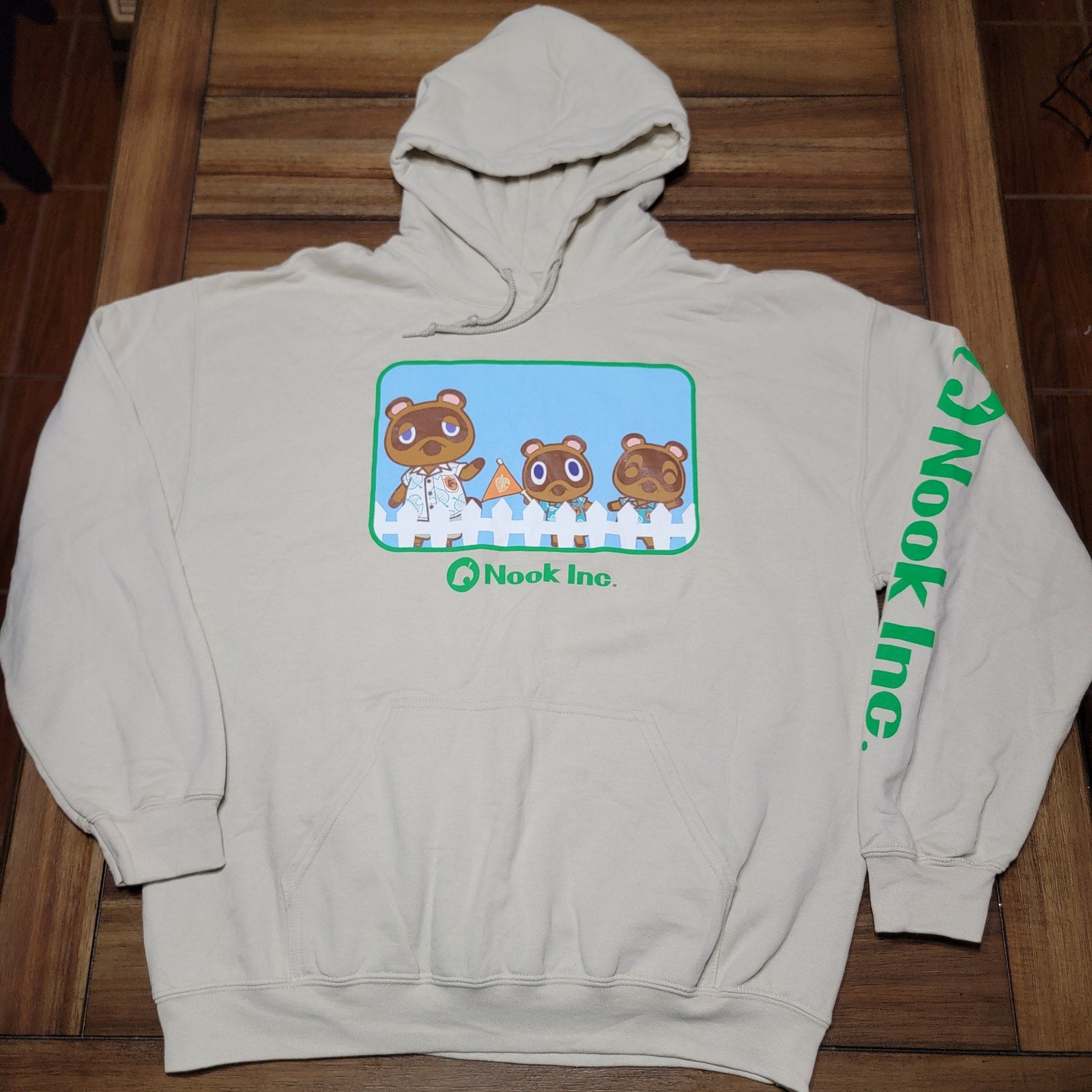 Animal Crossing LS Beige Unisex Hoodie "Nook, Inc. - Size Large
