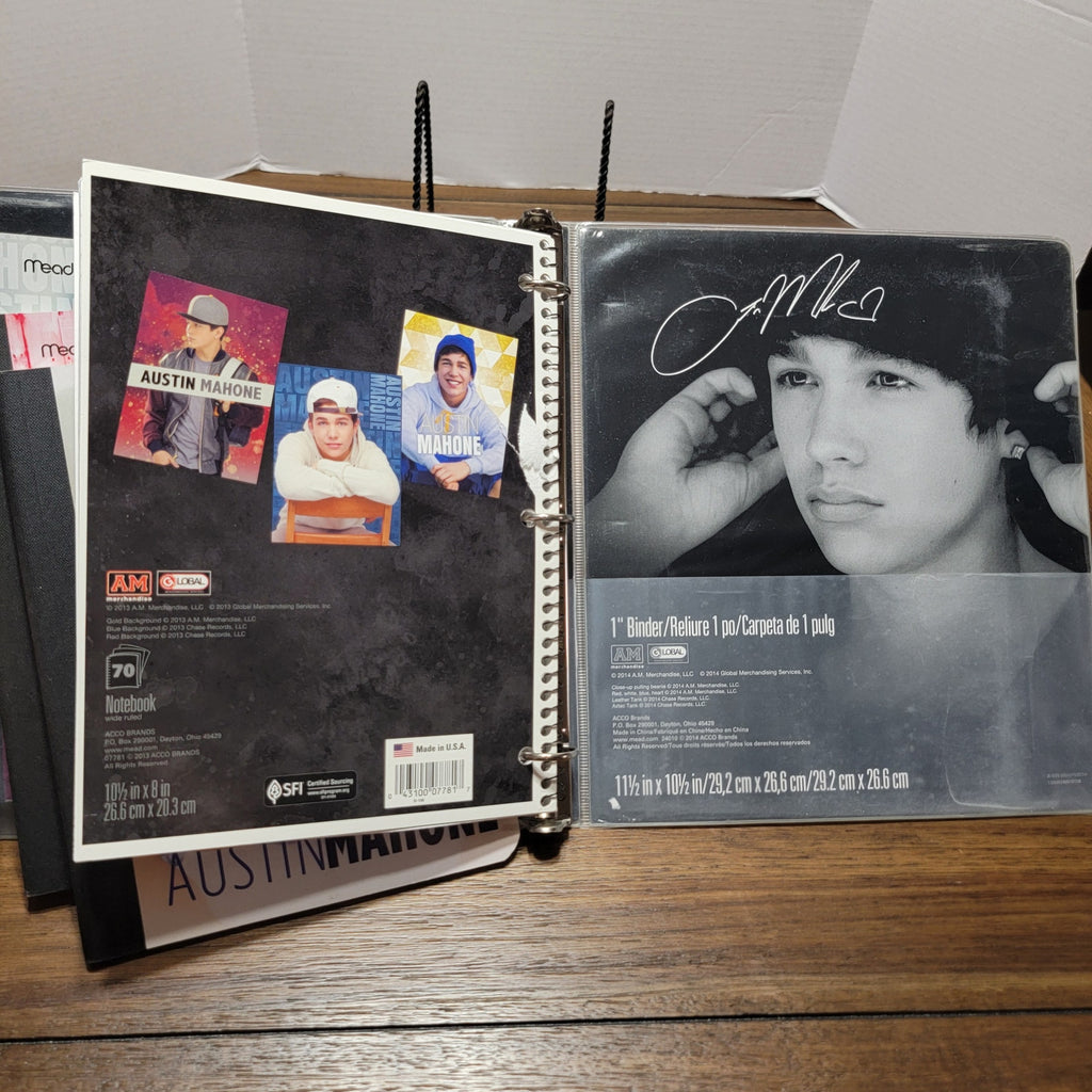 Austin Mahone 1" Binder, 3 Composition Notebooks, 2 Bags & 1 Spiral Notebook