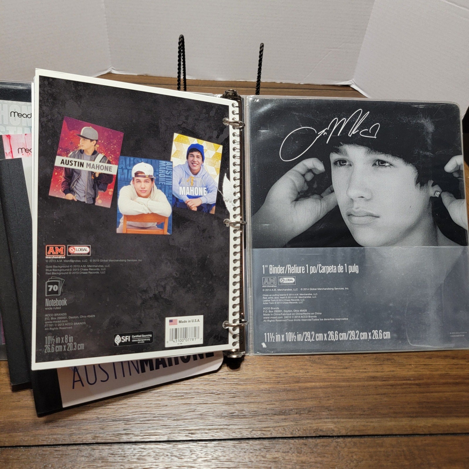 Austin Mahone 1" Binder, 3 Composition Notebooks, 2 Bags & 1 Spiral Notebook