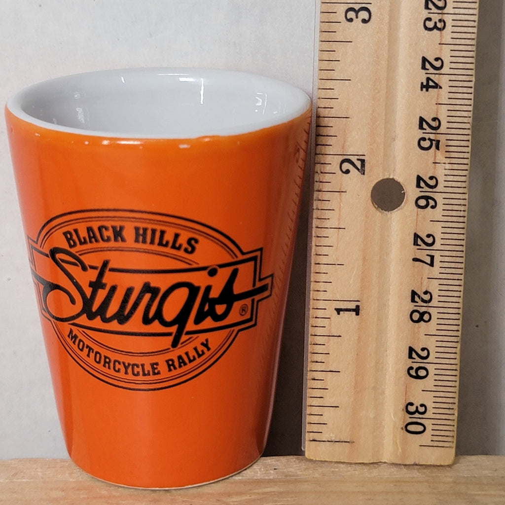 Ceramic Shot Glass From Sturgis Motorcycle Rally, Black Hills SD