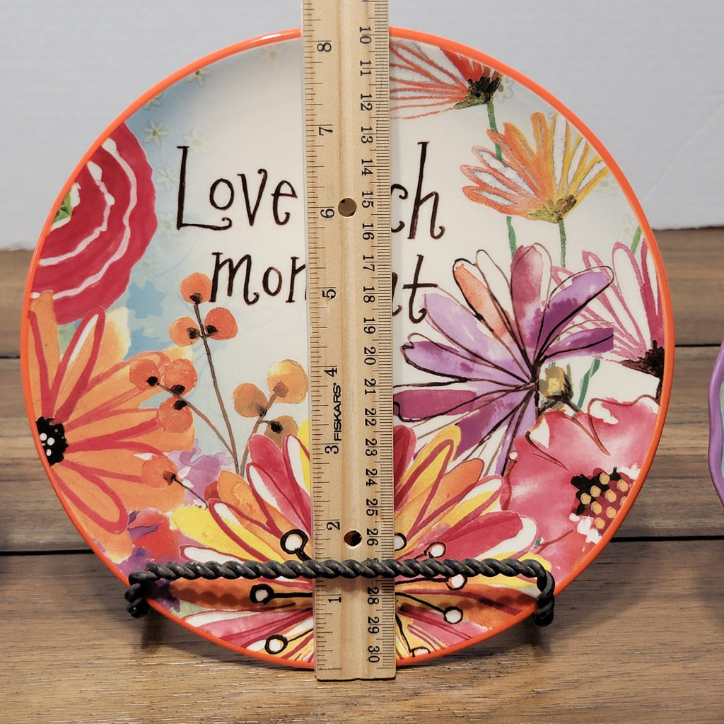 Set of 3 Cracker Barrel Positive Sayings Floral Plates