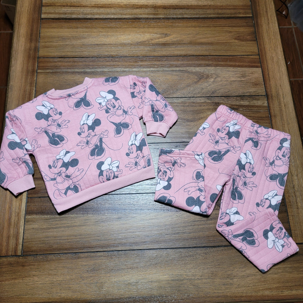 2 Pc Disney Baby Pink Minnie Mouse Jogger Set - Size 24M