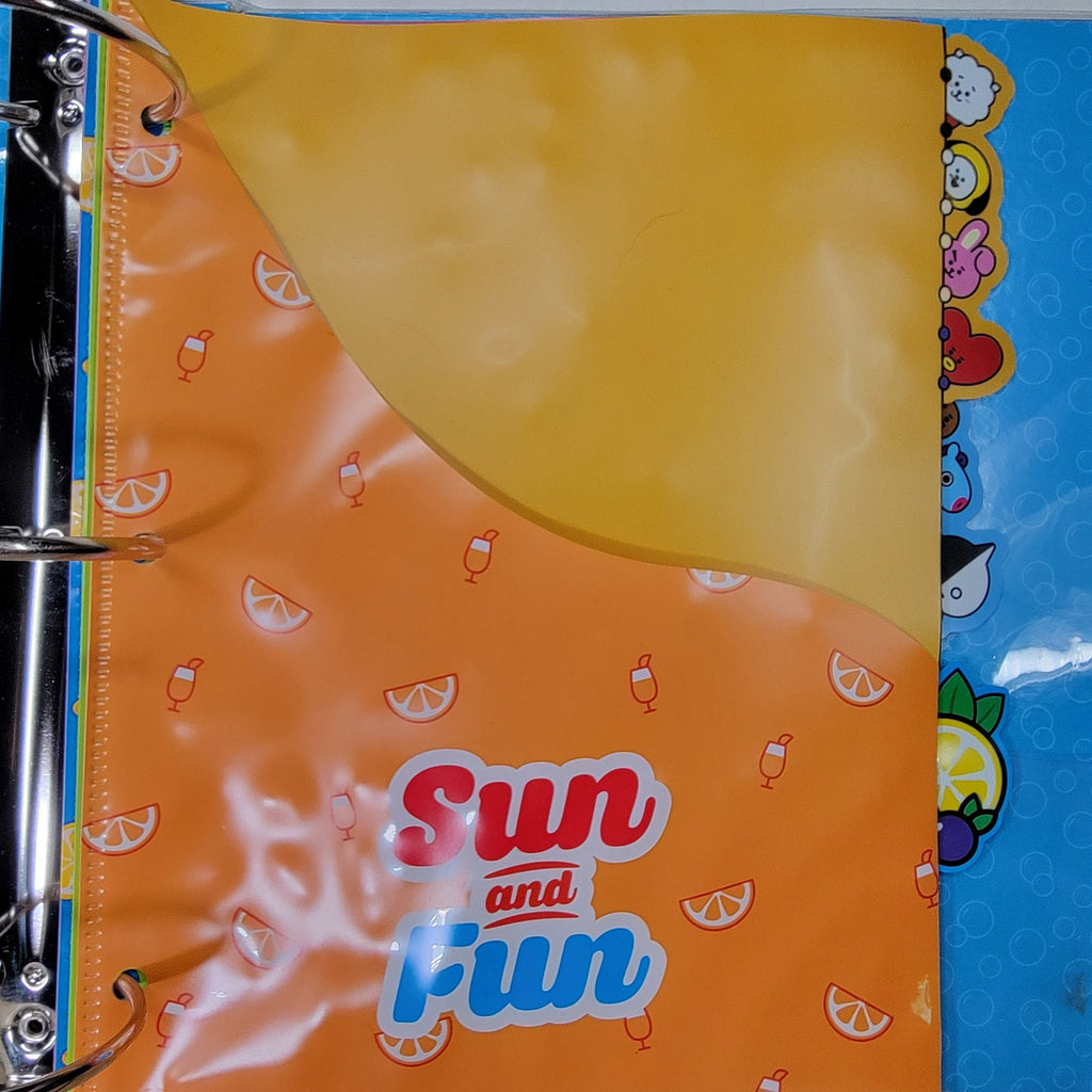 BT21 10" Blue Binder "Have a Sip Of Summer" w/ BT21 Dividers