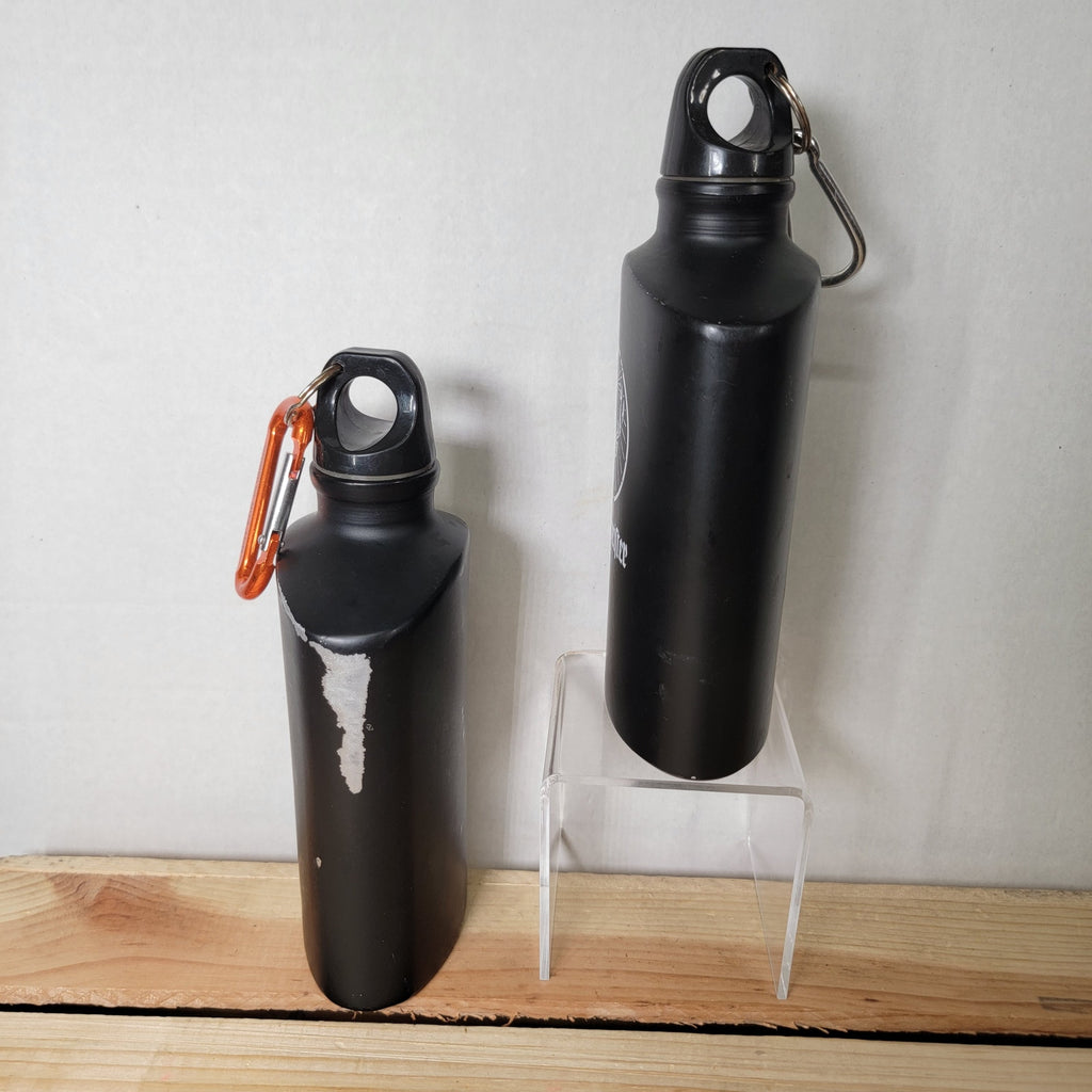 Set of 2 Jägermeister Black Aluminum Hip Flasks w/ Carabiners