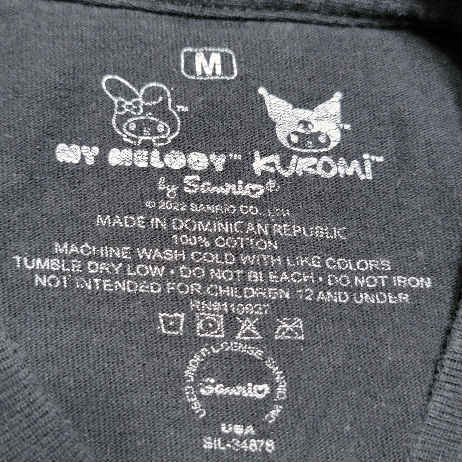 Sanrio Black Unisex Tee My Melody Kuromi - Size Medium