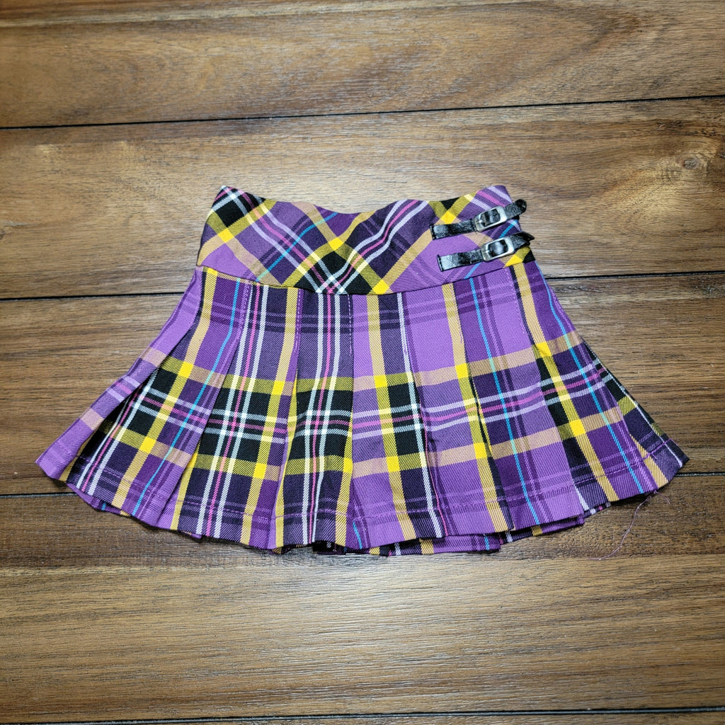 Place Toddler Purple & Yellow Pleated Plaid Mini Skirt / Skort - Size 4T