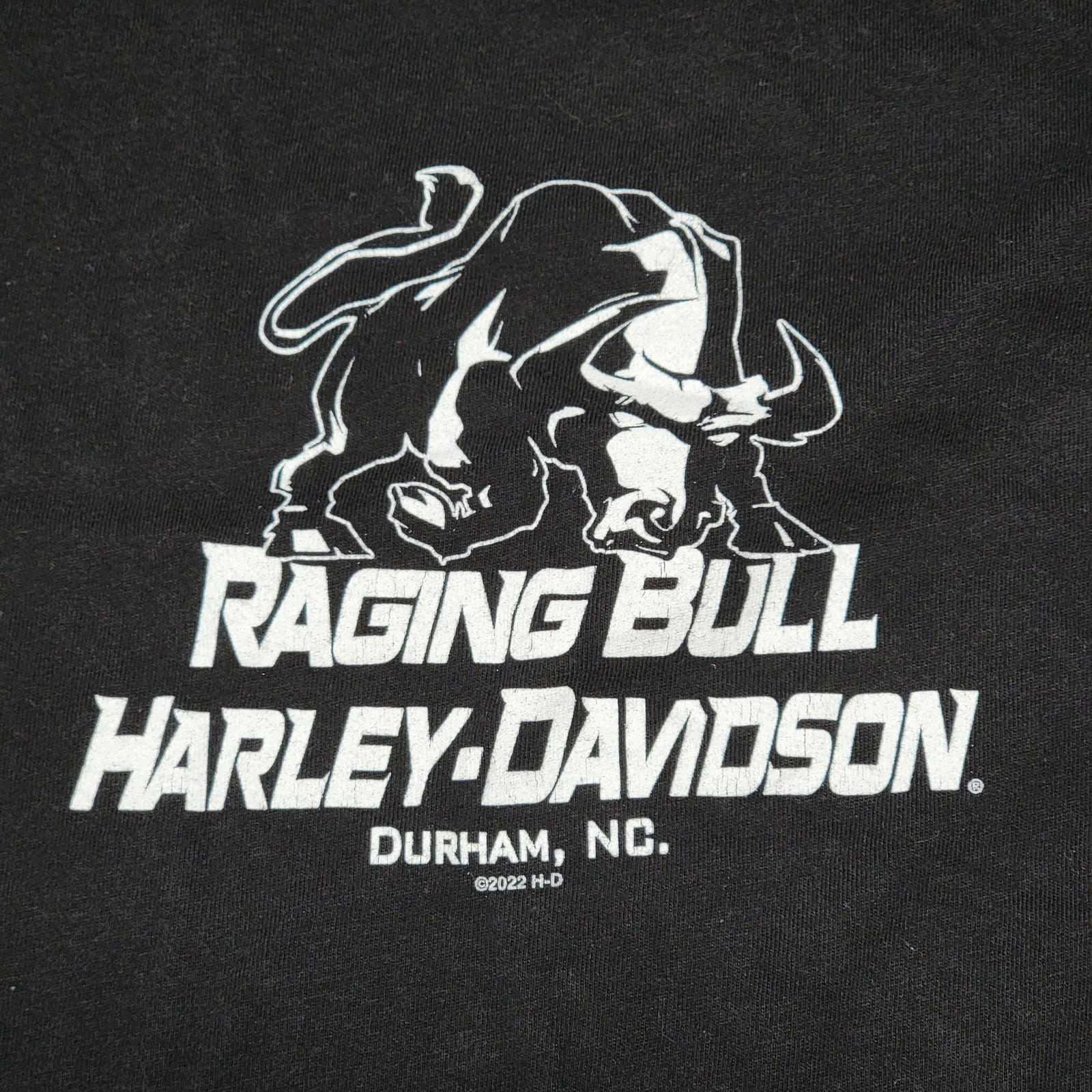 Harley-Davidson Black Tee "Raging Bull HD Durham, NC" - Size Junior XL