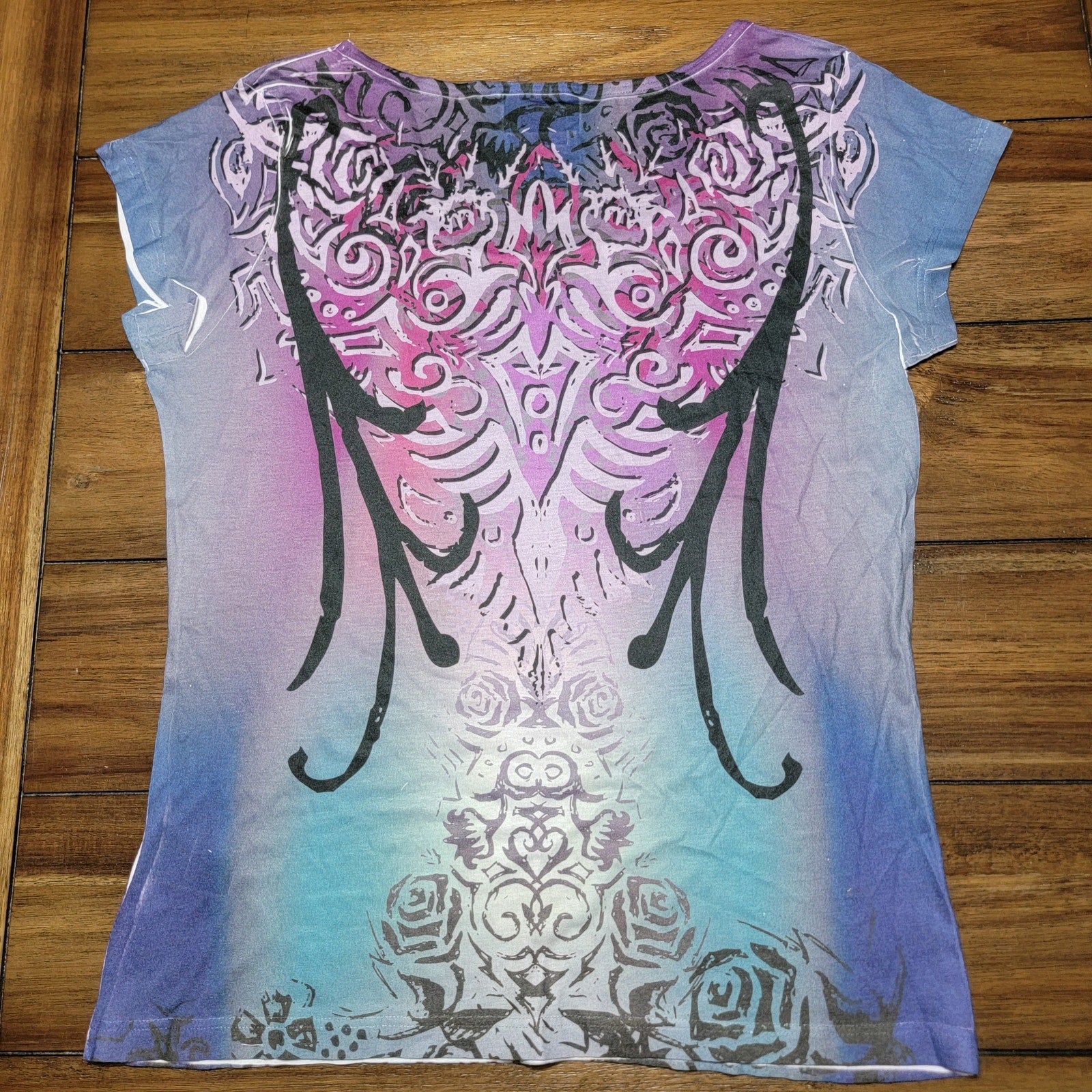 Harley-Davidson Purple & Blue Design Blouse - Size Medium