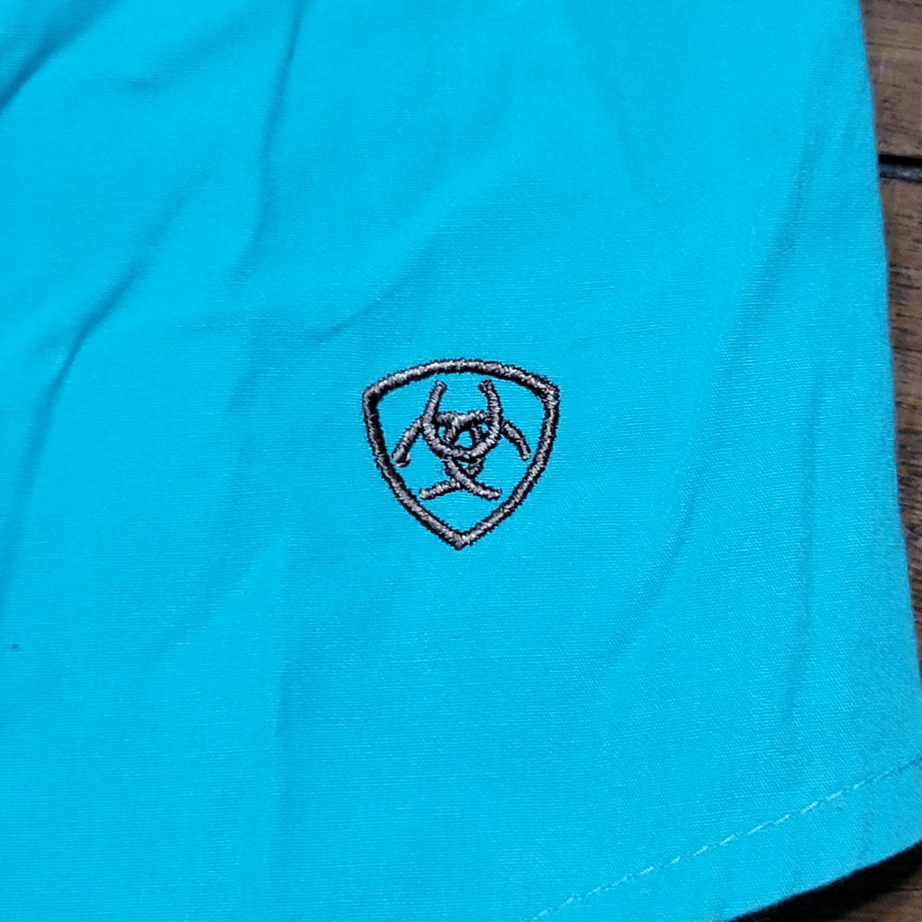 Ariat LS Pearl Snap Teal Fitted Western Shirt w/ Bling - Size XL