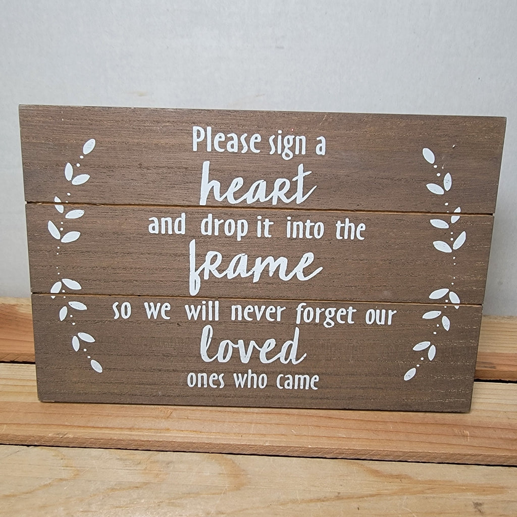 Home Wooden Sign "Sign A Heart"