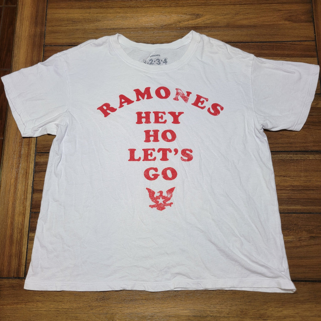 Ramones White Unisex Tee "Hey Ho Let's Go" - Size Medium