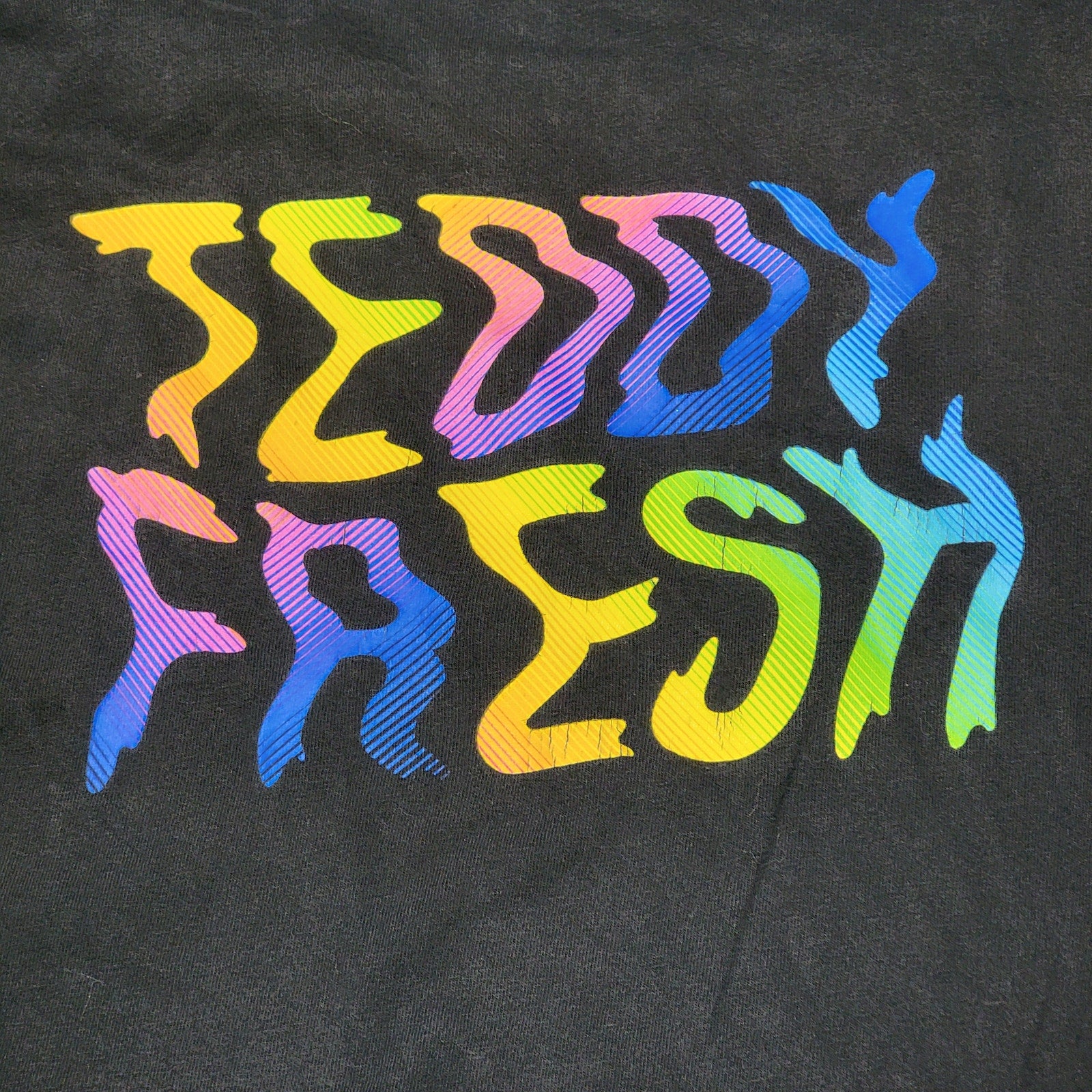 Teddy Fresh Black LS Unisex Tee Shakey Logo & Sleeves Logos - Size Large