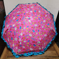 Betsy Johnson 42" Pink & Blue Umbrella "Lipstick Diamonds Champagne Rock & Roll"