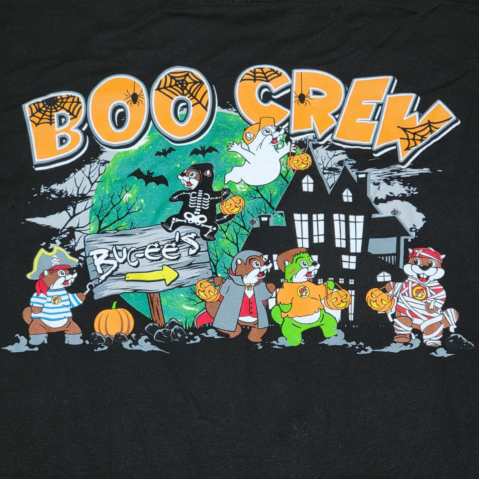 Buc-ee's Halloween Black Unisex Glow-In-The-Dark Tee "Boo Crew" - Size XL