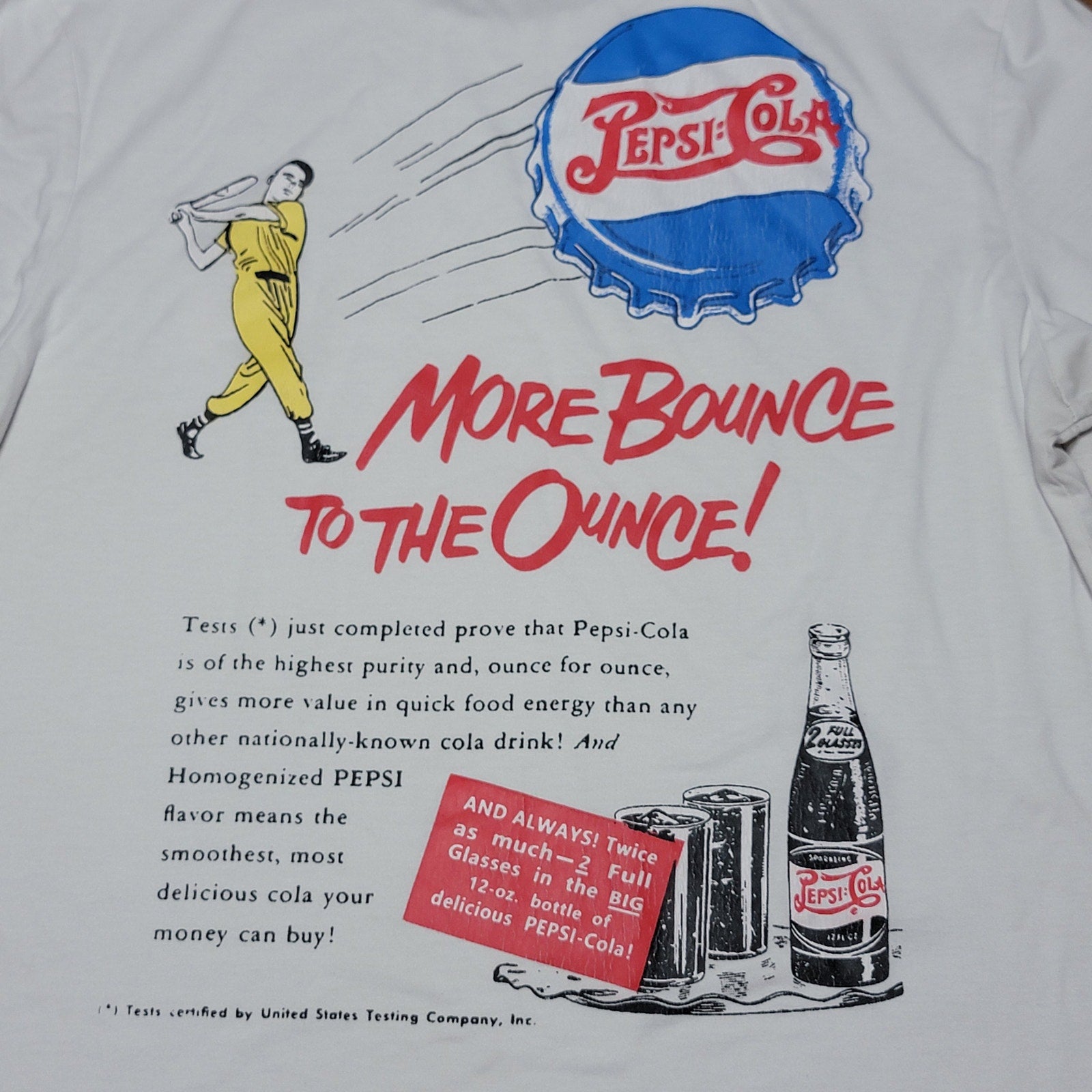 Romwe x Pepsi White Unisex Tee "More Bounce To The Ounce" - Size Medium