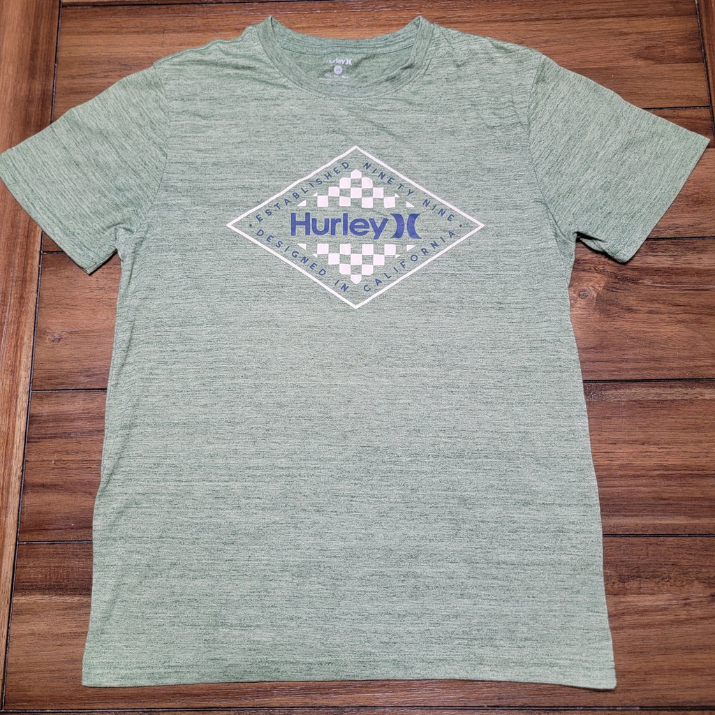 Hurley Green Tee Diamond Logo - Size Small