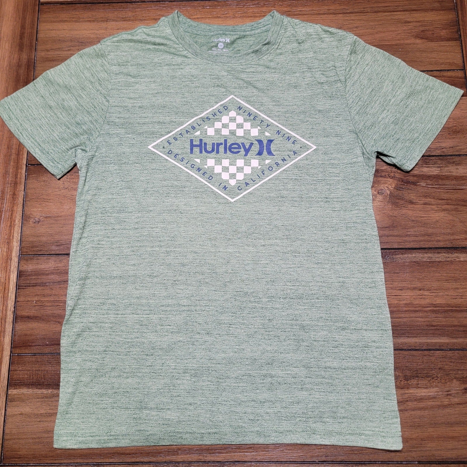 Hurley Green Tee Diamond Logo - Size Small