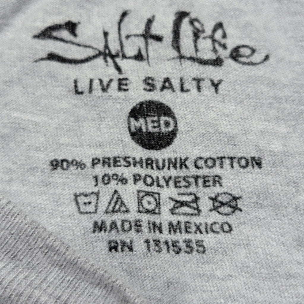Salt Life LS Grey Unisex Tee "Get Hooked" - Size Medium