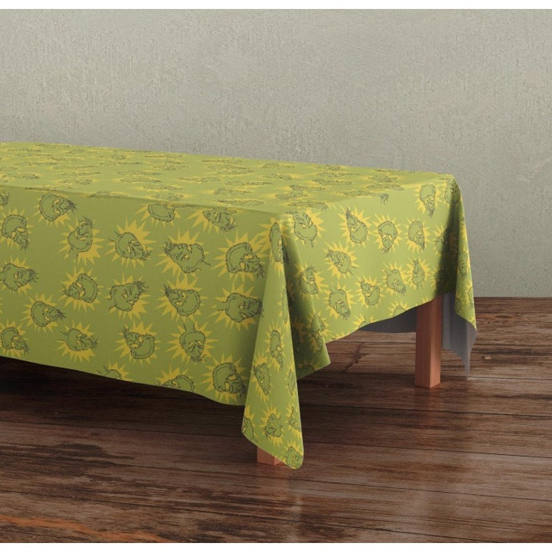 Grinch Yellow & Green Rectangle Vinyl Table Cloth w/ Round Corners