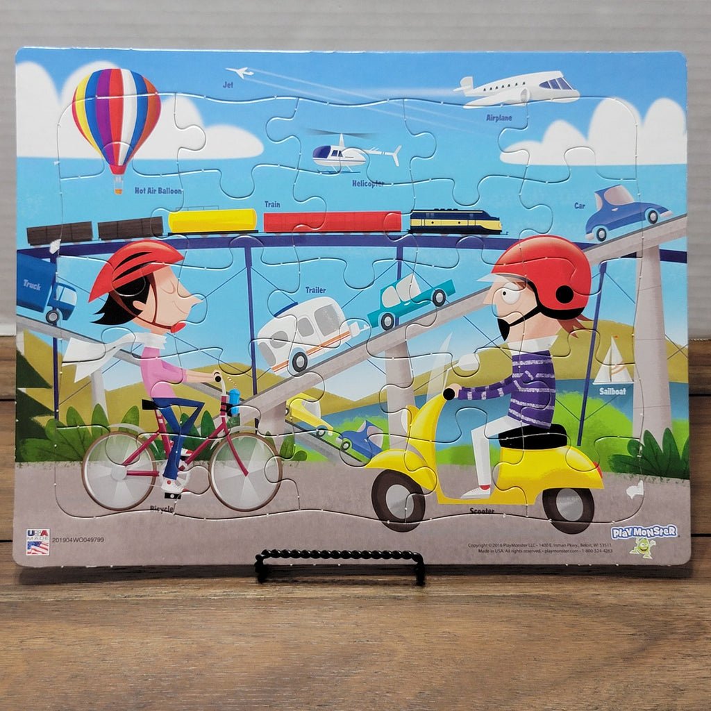Set of 4 Play Monster 11" x 14" Kid Puzzles: Farm, Transportation, Pirates, USA