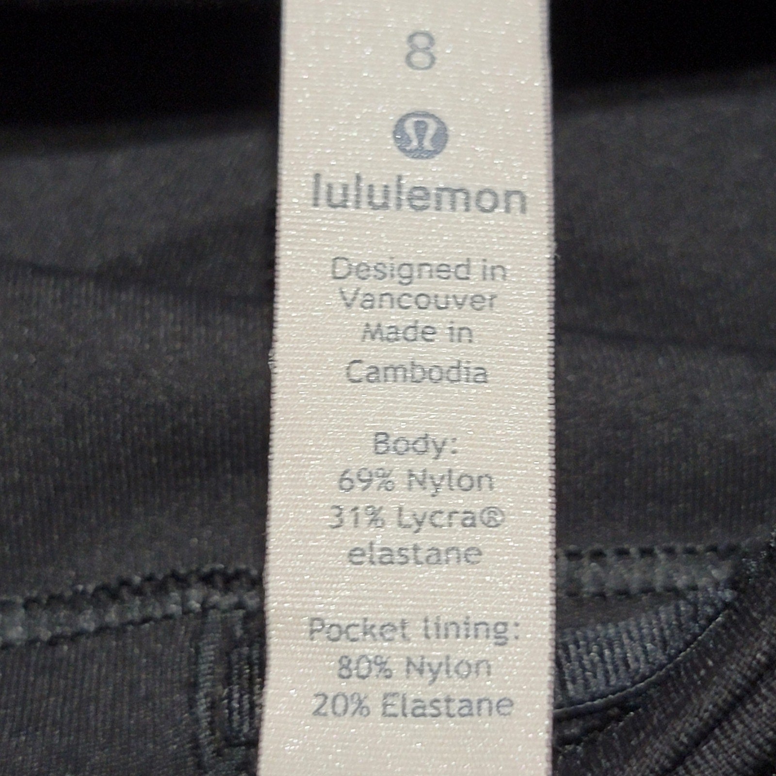 Lululemon Black Leggings w/ Zipper Pouch - Size 8