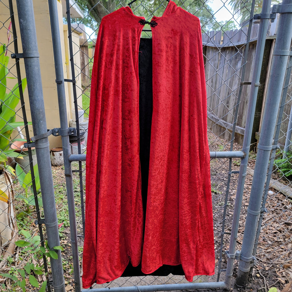 Unbranded Red / Black Reversable Velvet Hooded Long Cloak