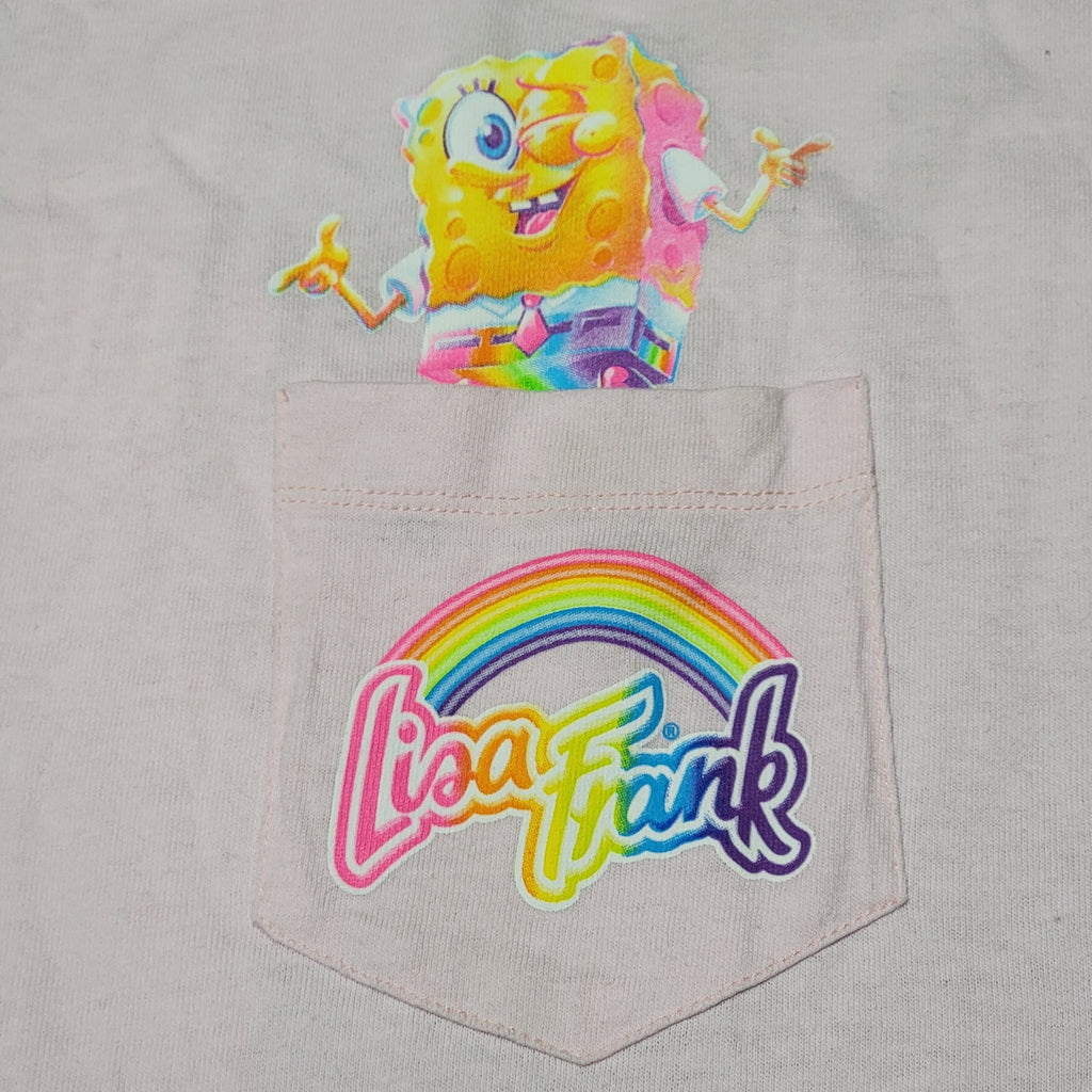 Lisa Frank X Nickelodeon Pink Tee Spongebob on a Unicorn w/ Pocket - Size XL
