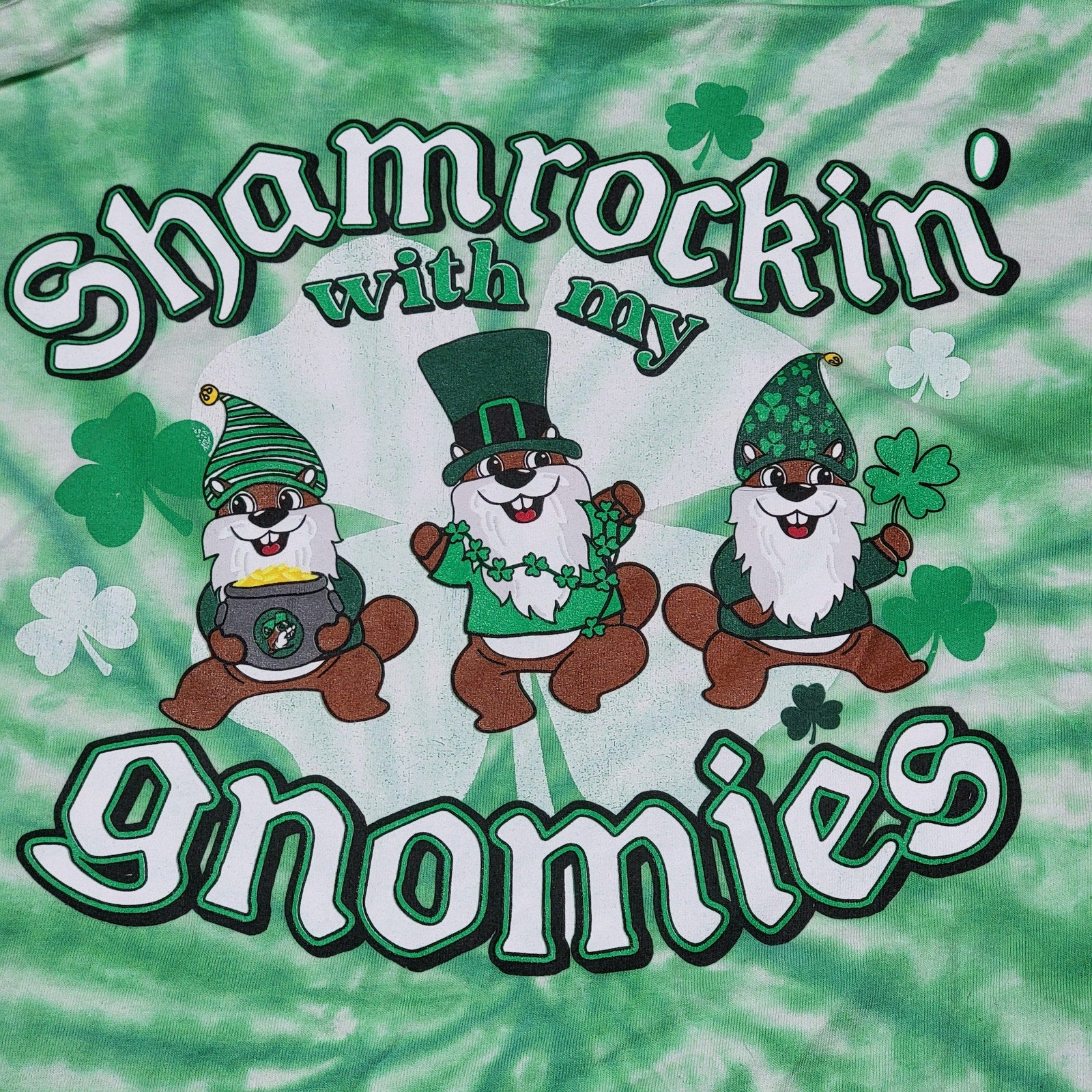 Buc-ee's Tie-dye St. Patrick's Day Tee "Shamrockin' With My Gnomies" - Size XL