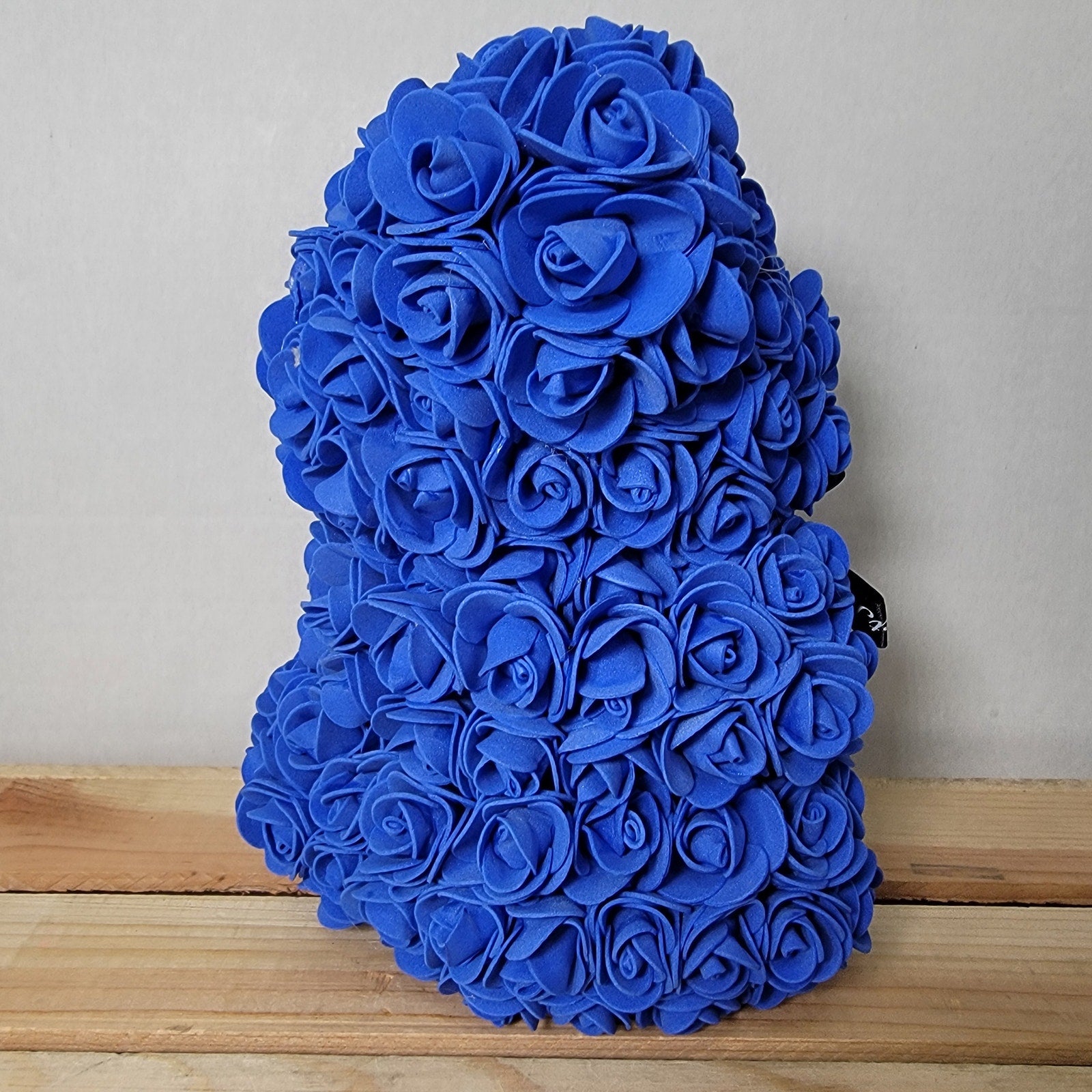 Dark Blue Foam Rose Teddy Bear w/ "Just For You" Ribbon