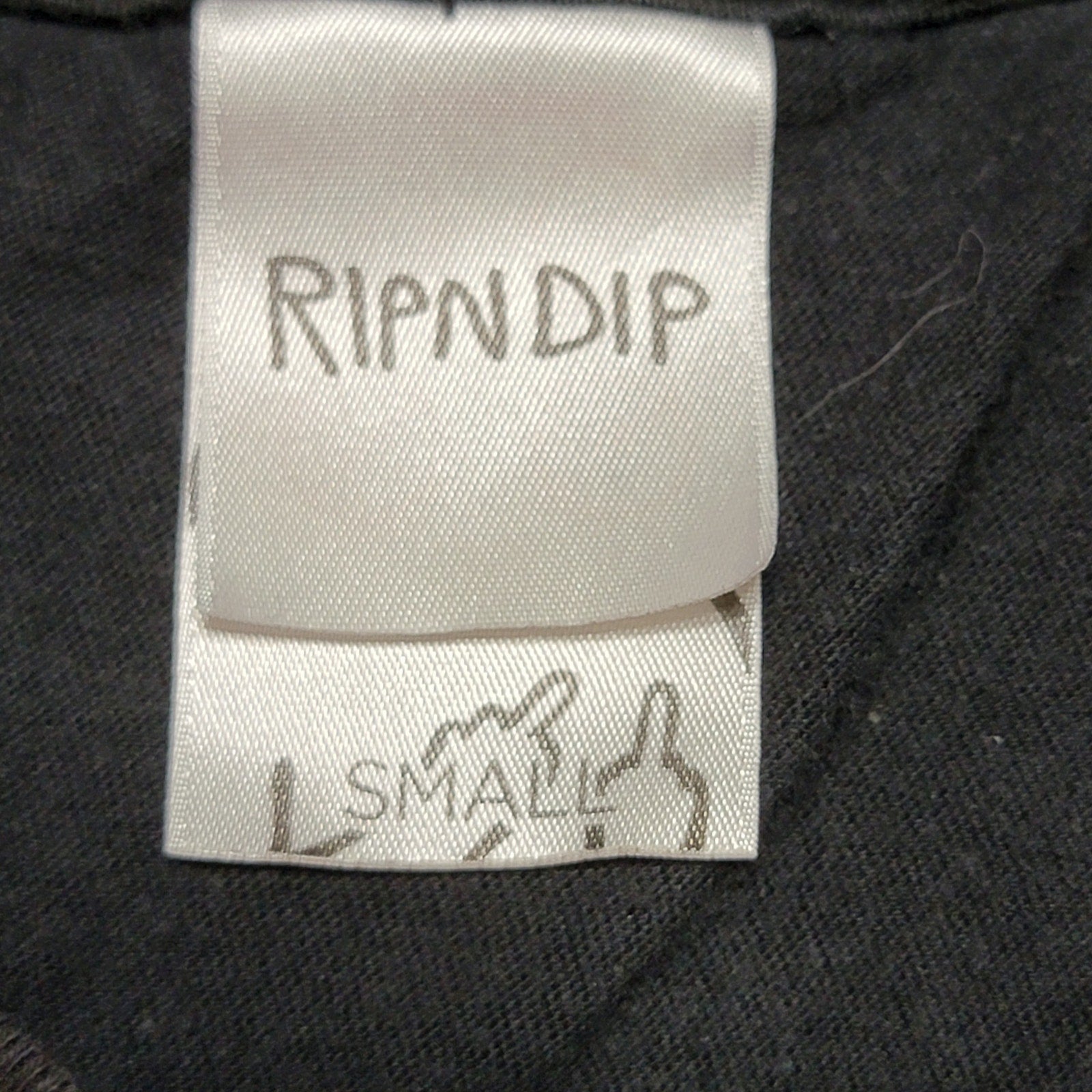 Rip n Dip Black Unisex Tee w/ Flipping Cat in Pocket - Size Small