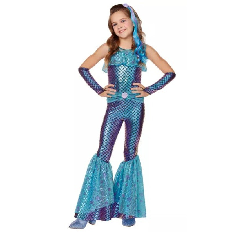 Spirit Halloween Girls Blue Mermaid Jumpsuit - Size Small