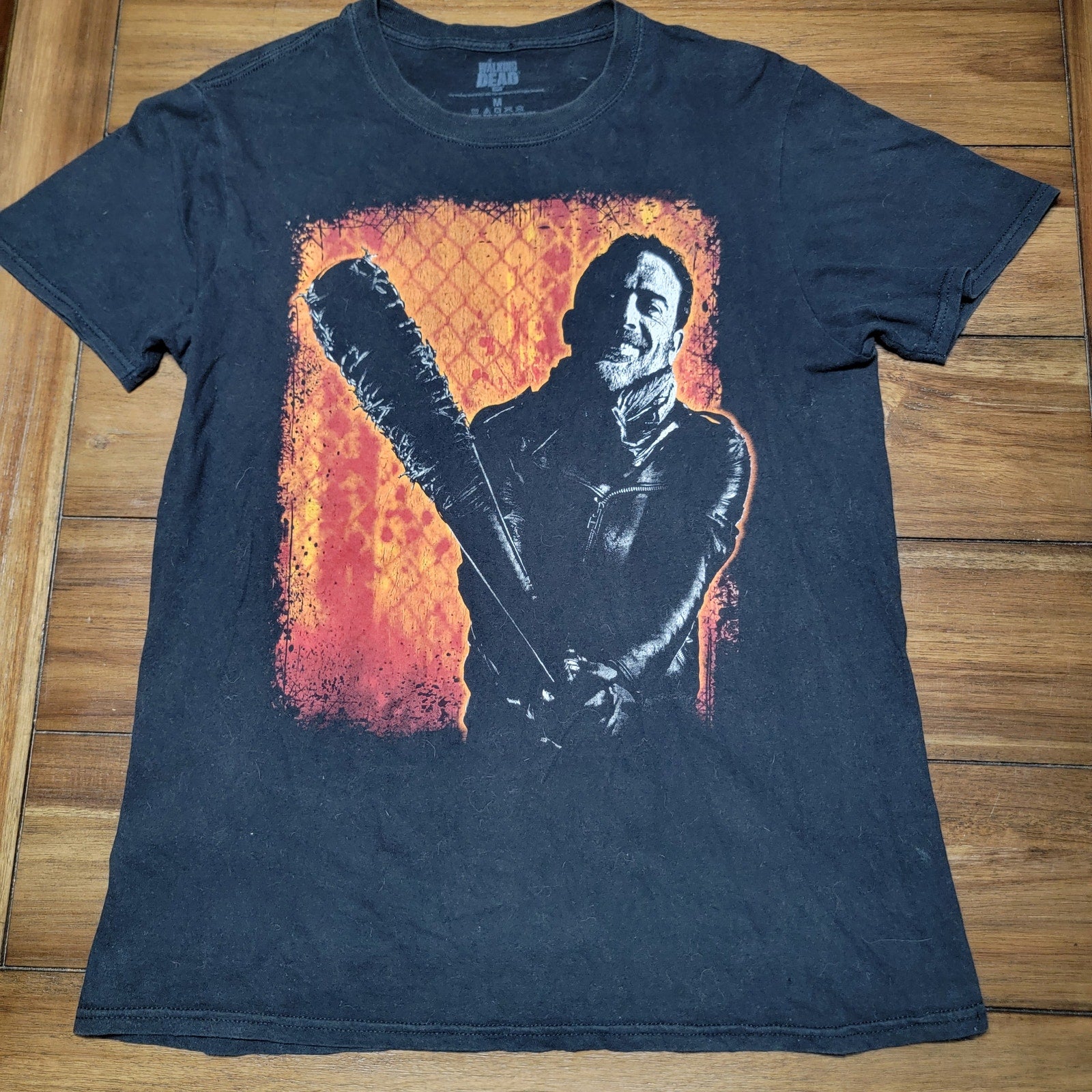 The Walking Dead Black Unisex Tee Negan Orange Background - Size Medium