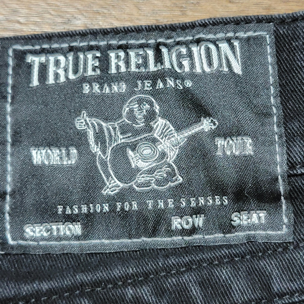 True Religion Rocco Relaxed Skinny Black Denim Jeans - Size 34