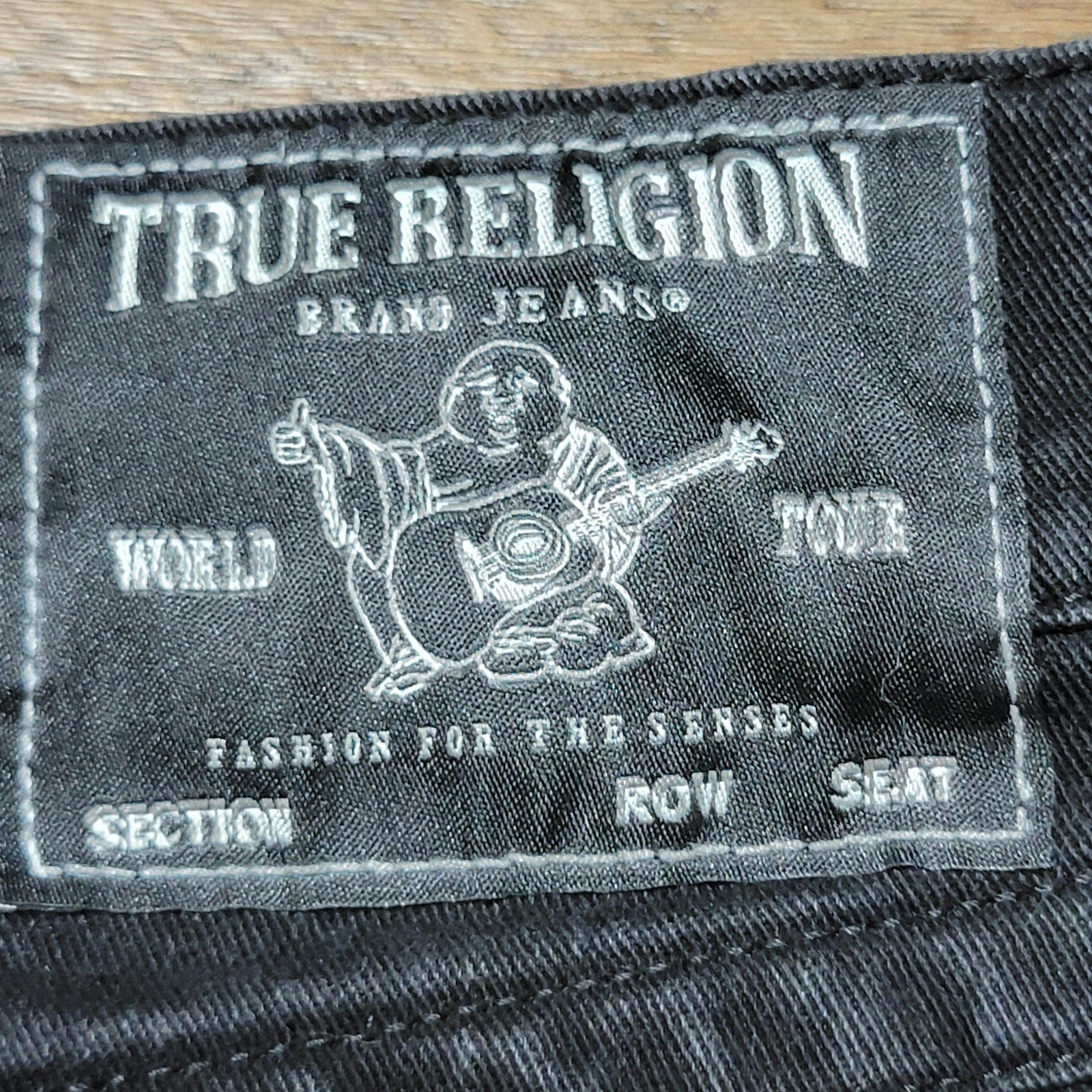 True Religion Rocco Relaxed Skinny Black Denim Jeans - Size 34