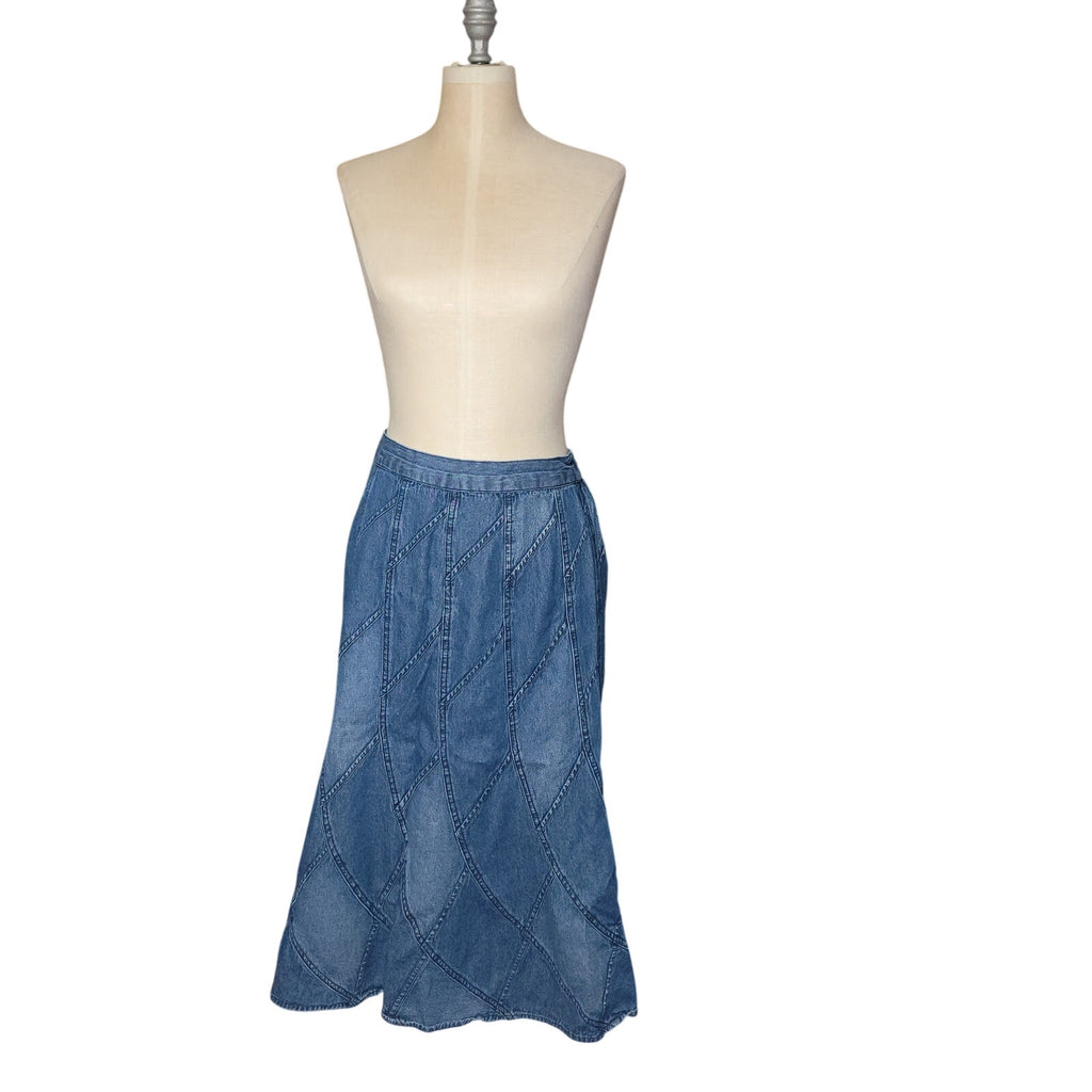 Studio West Thin Denim Maxi Flared Skirt - Size Small