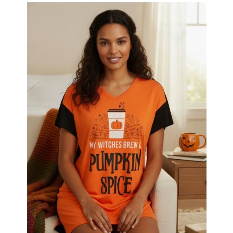 Celebrate Halloween Blouse "My Witches Brew Is Pumpkin Spice" - 2X (18w-20w)