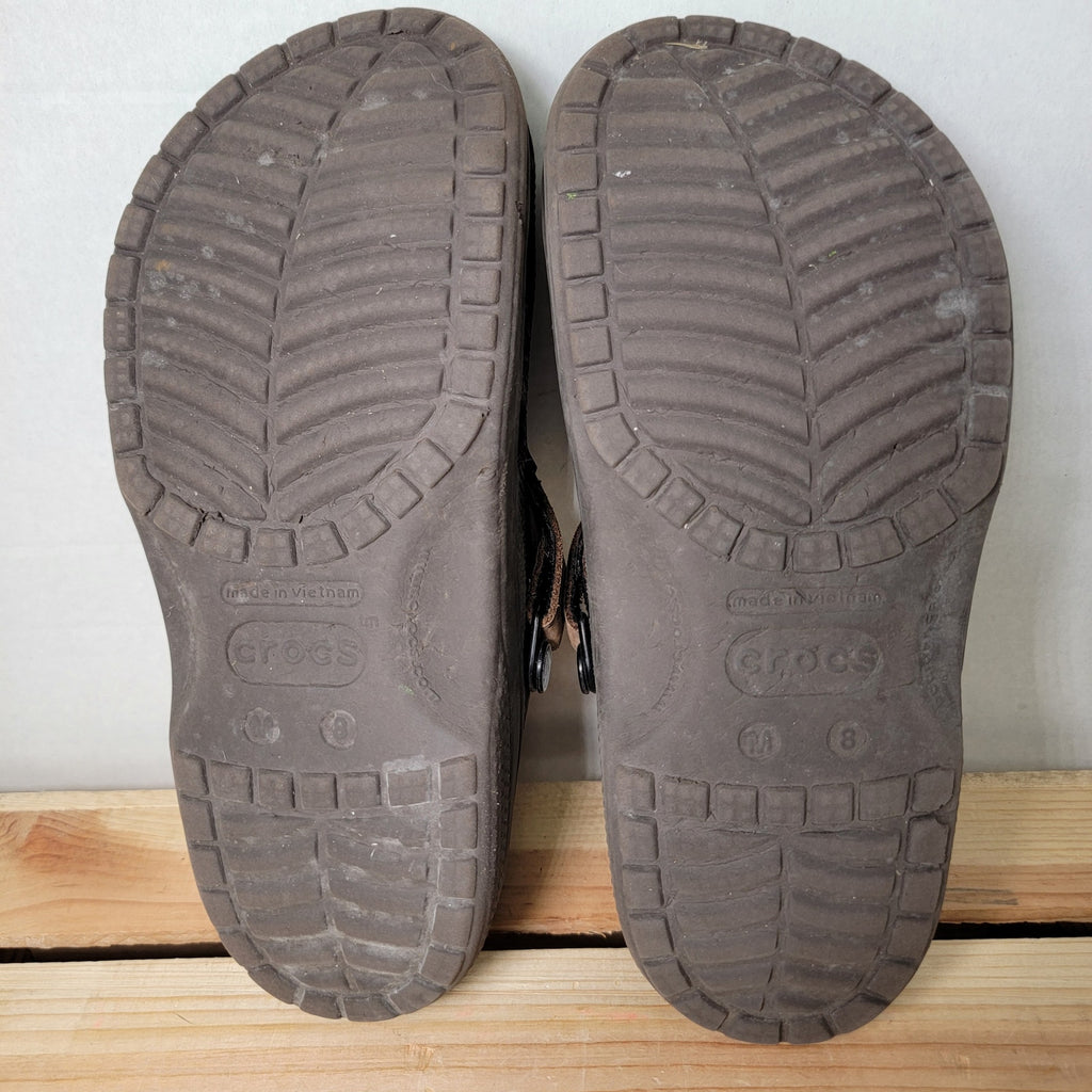 Crocs Men's Yukon Vista Clogs in Khaki and Espresso Brown - Size 8