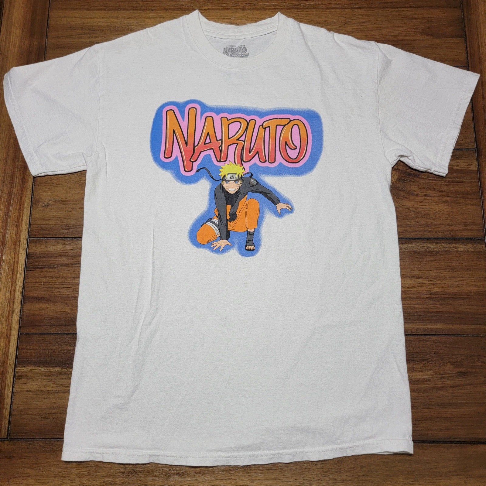 Ripple Junction x Naruto Shippuden White Unisex Tee Naruto Squat - Size Medium