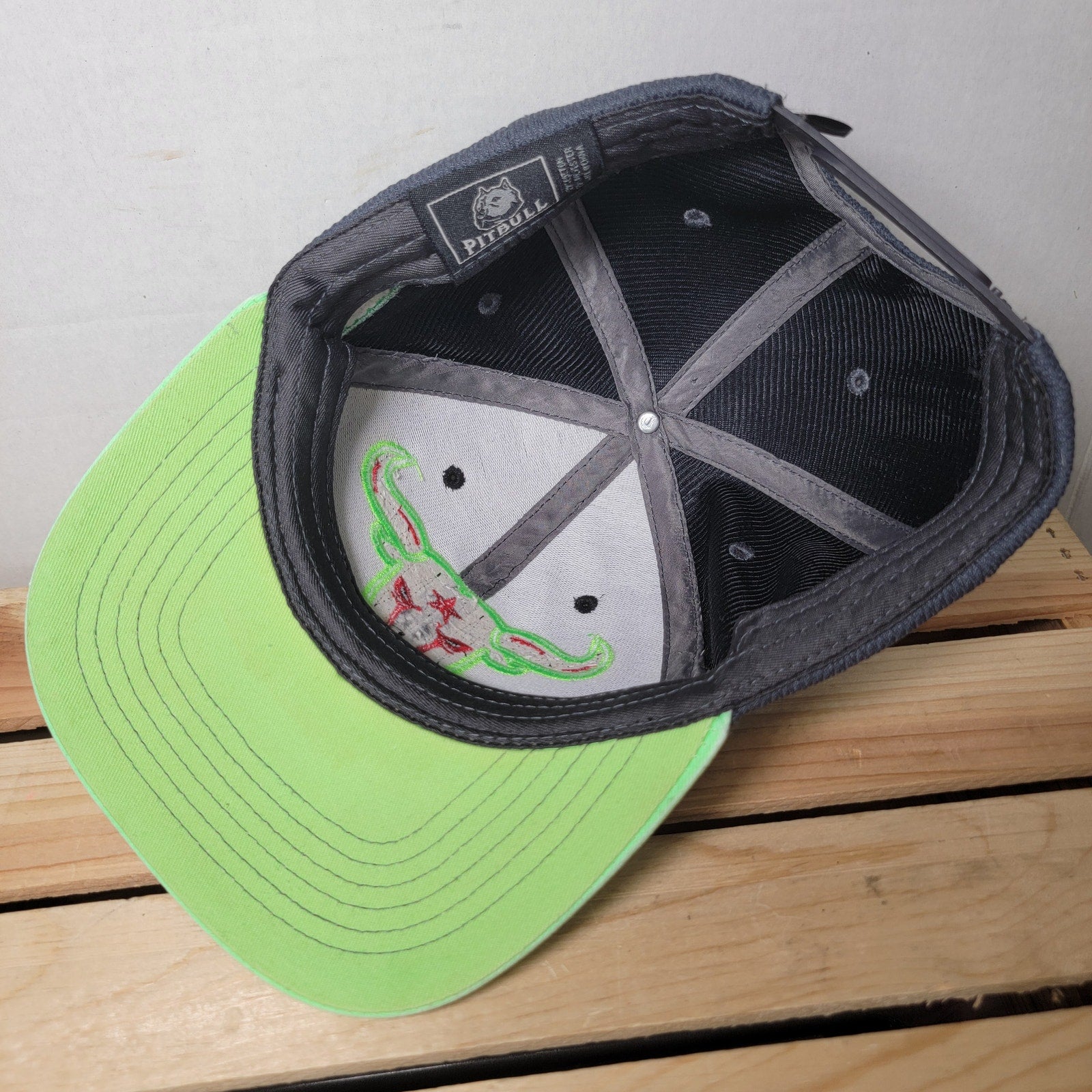 Pitbull Neon Green & Black "TX" Snapback Ballcap w/ Green Bull