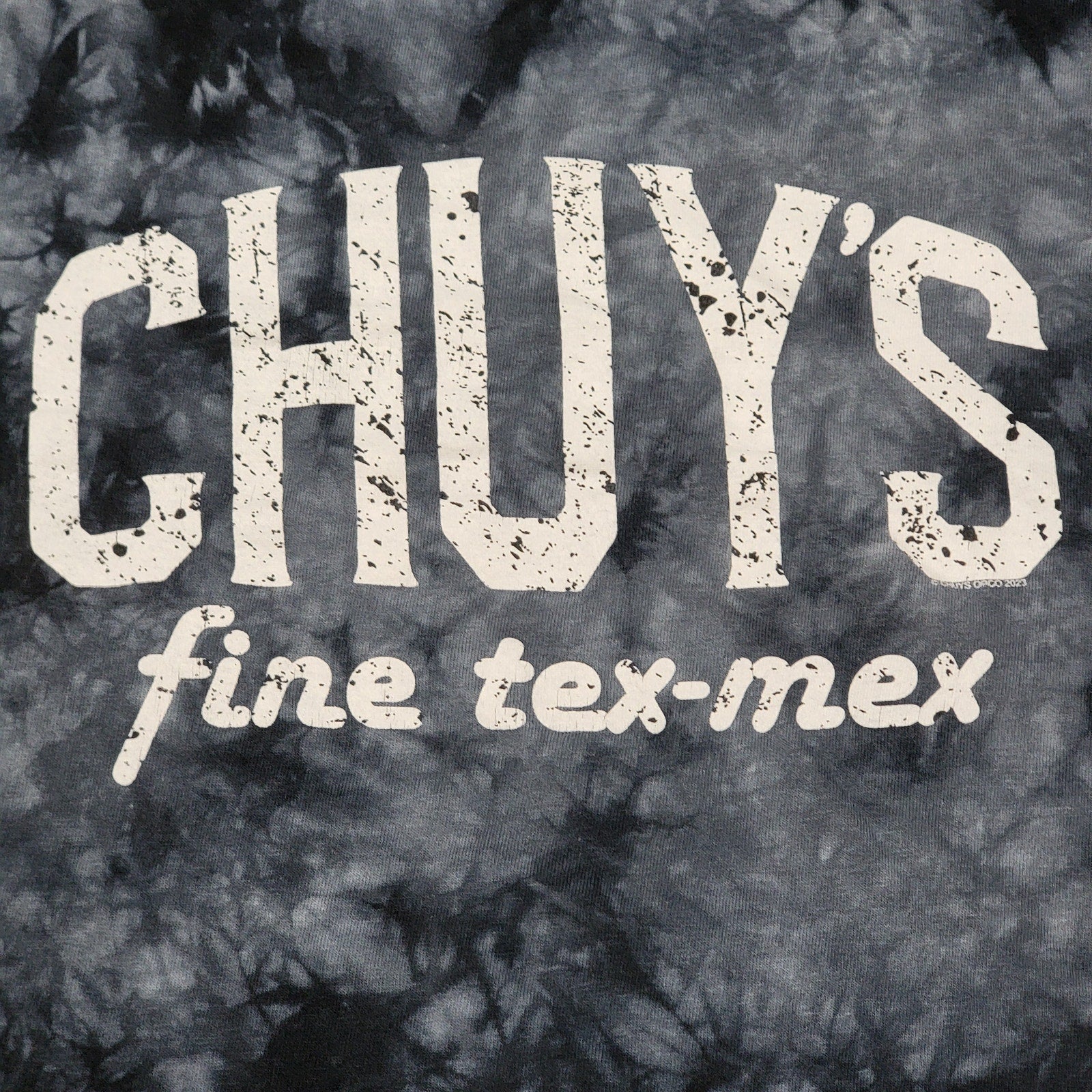 Chuy's Dark Blue Tie-Dye Unisex Tee (Gildan) "Fine Tex-Mex" - Size XL