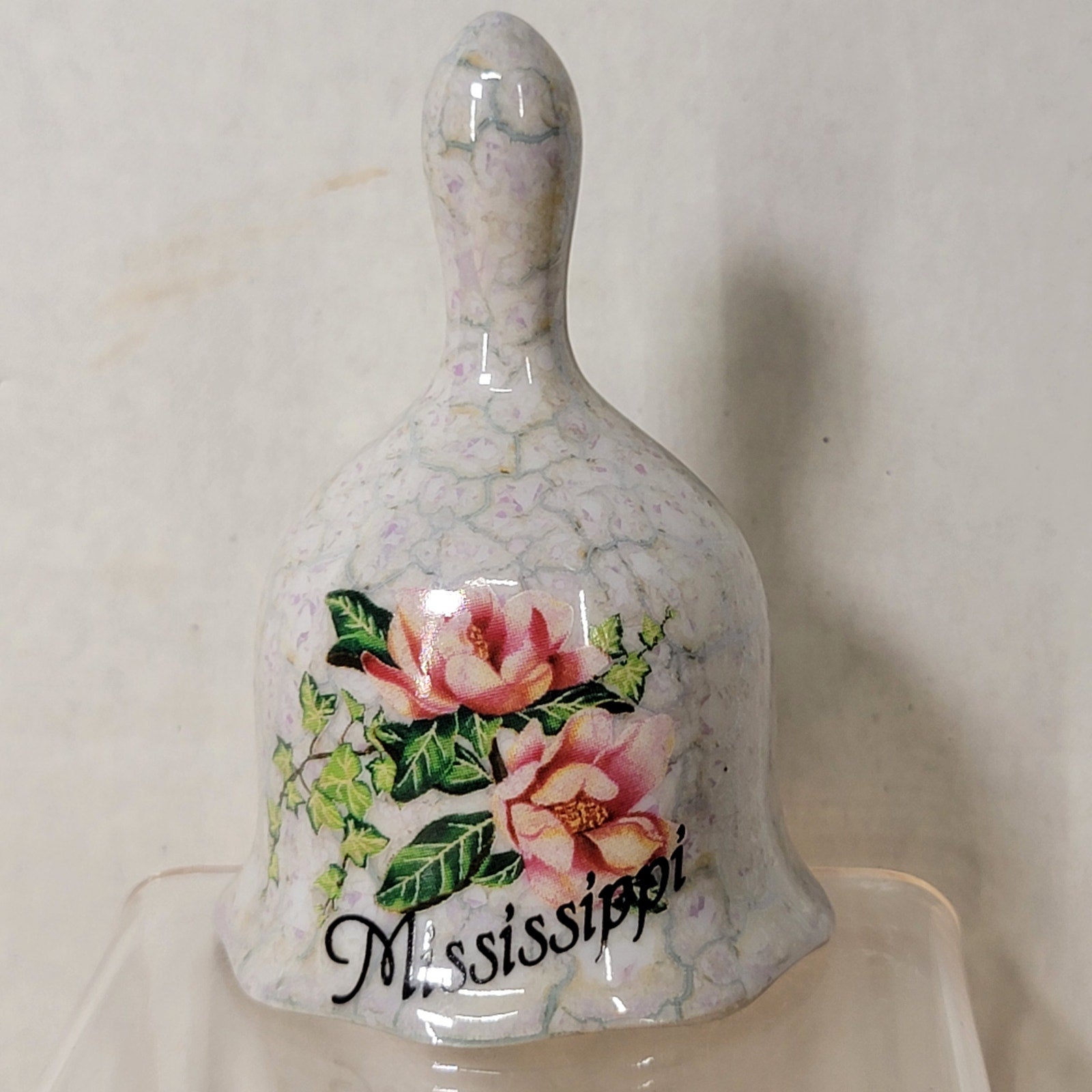Mississippi Ceramic Souvenir Bell w/ Flowers