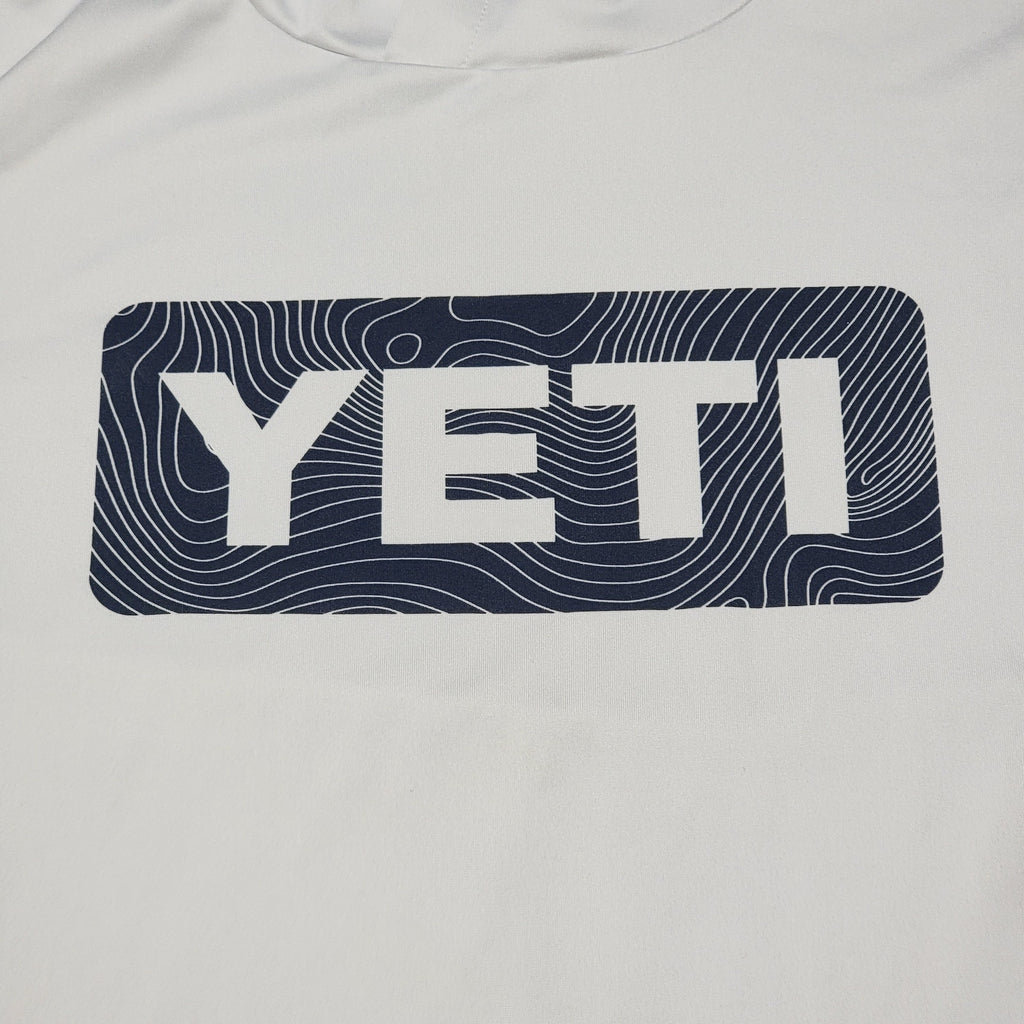 Yeti LS White Hooded Unisex Sunshirt - Size Large