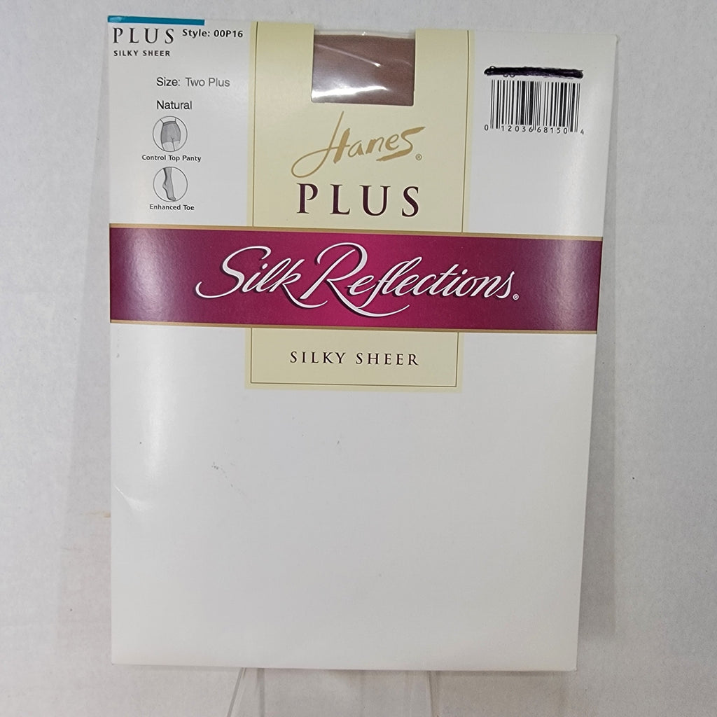 Hanes Silk Reflections Enhanced Toe Control Top Panty Hose -Two Plus Natural NEW